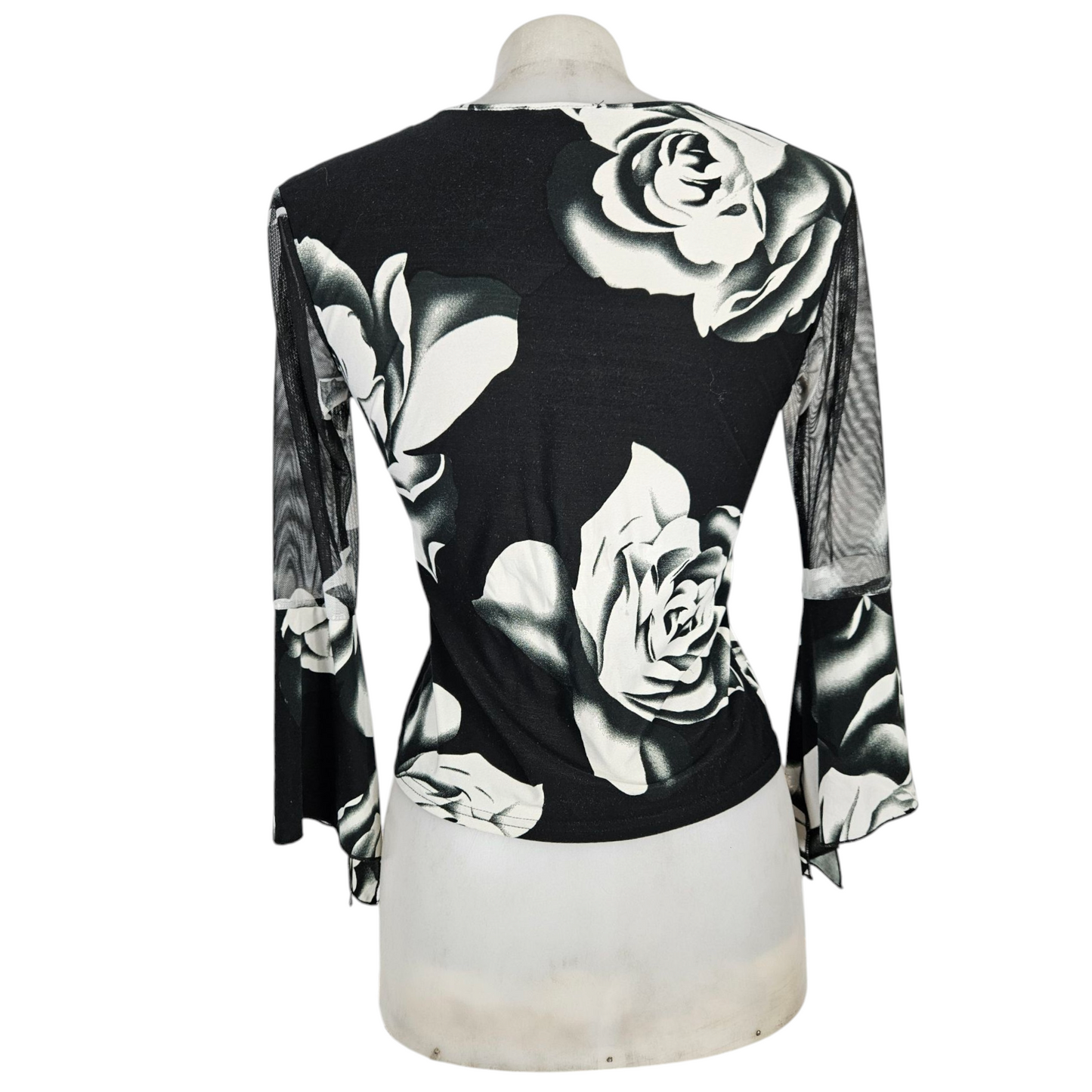 Haut motif floral manches en mesh