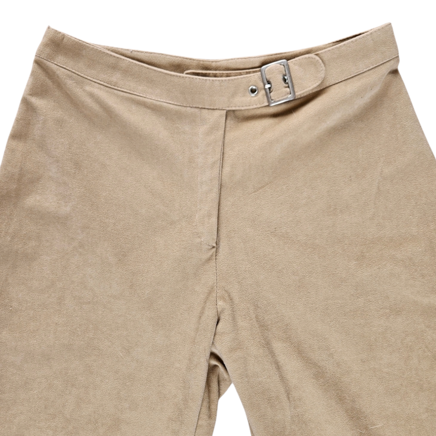 Beige pants with buckle detail