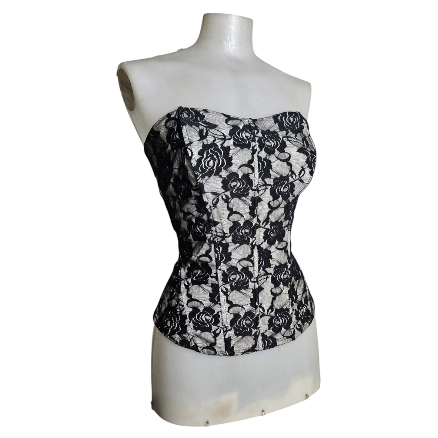 Bustier esprit corset en dentelle florale