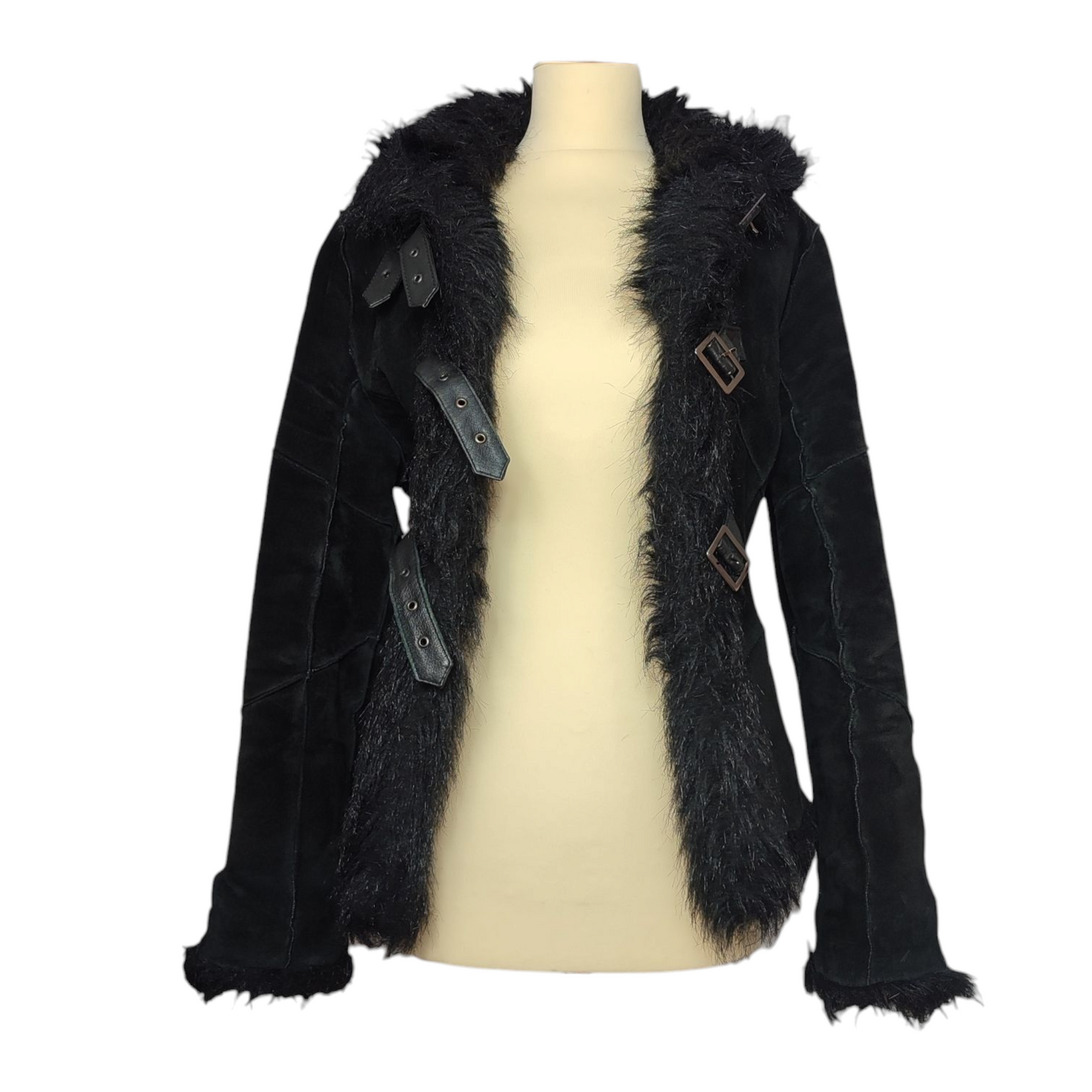 Manteau en cuir à sangles