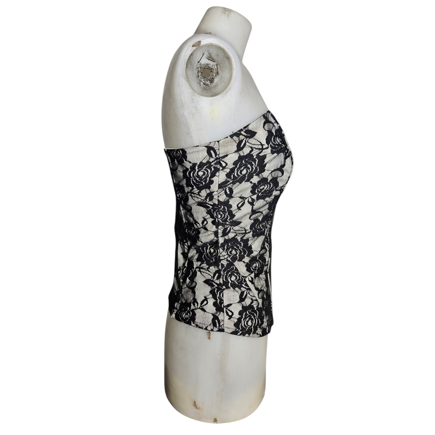 Bustier esprit corset en dentelle florale