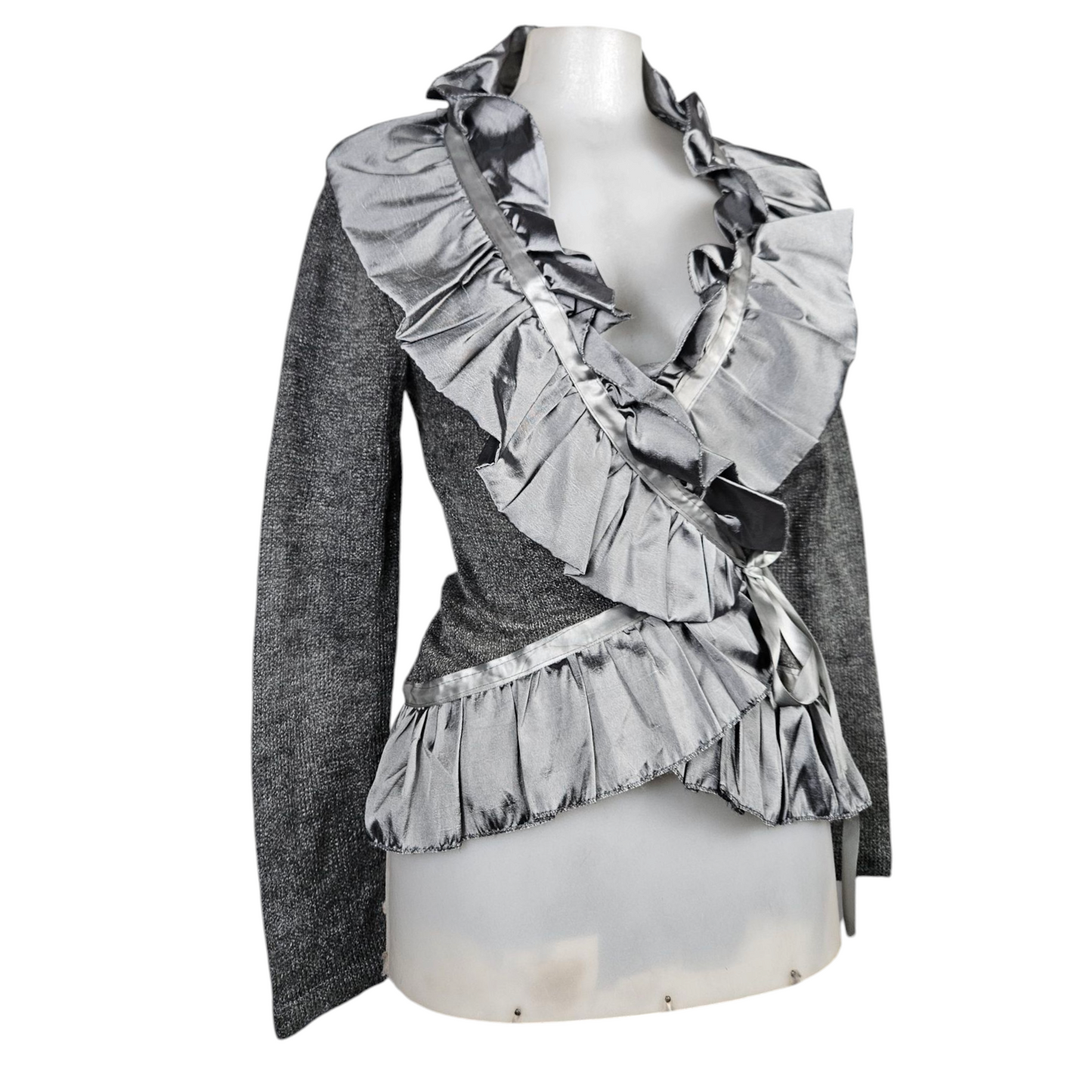 Two-material grey and silver heart-shaped wrapover