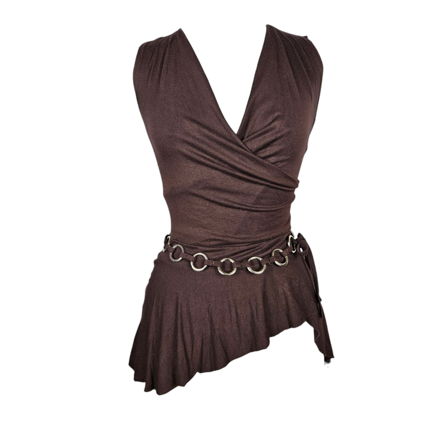 Top asymétrique ceinture intégrée