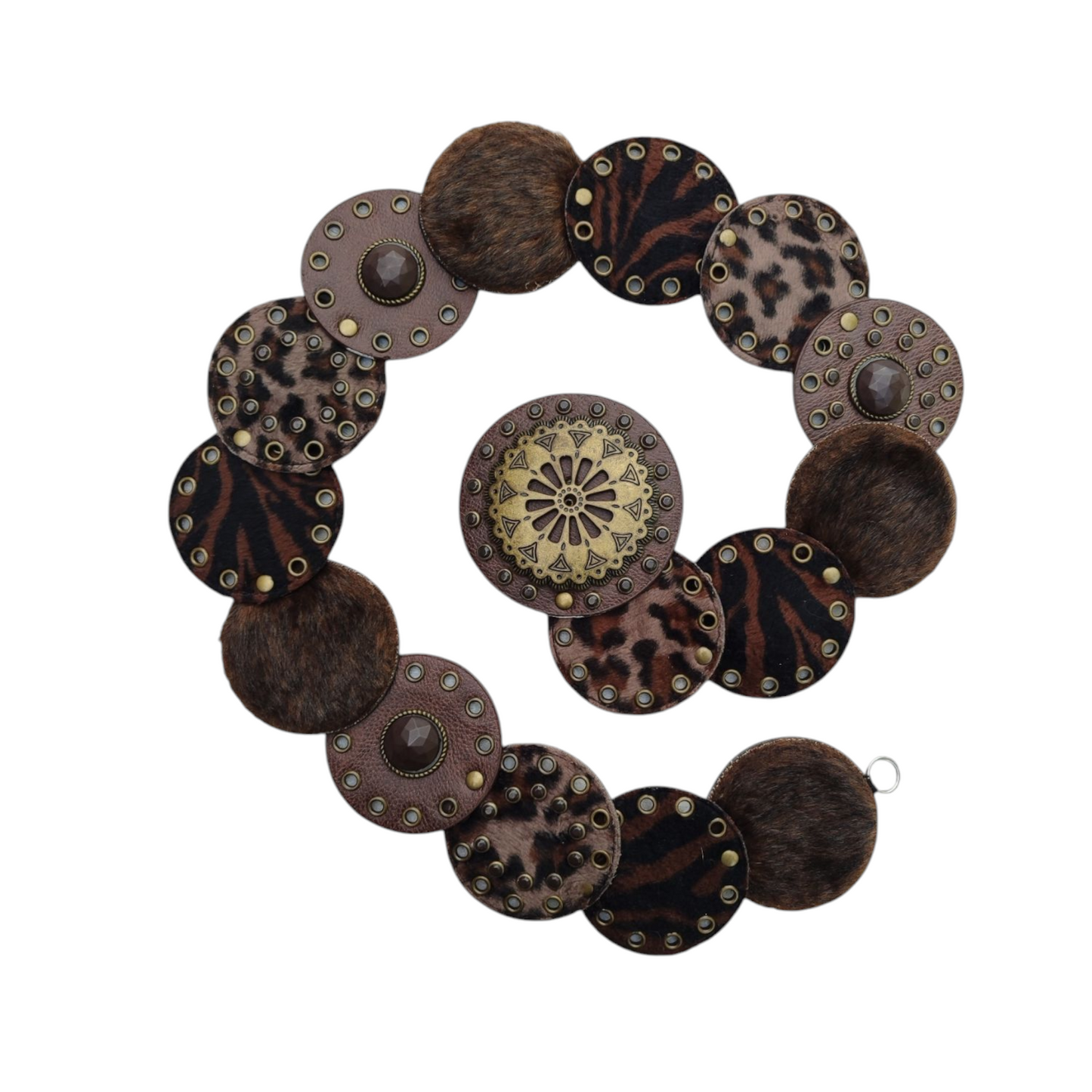 Ceinture à disques patchwork animalier