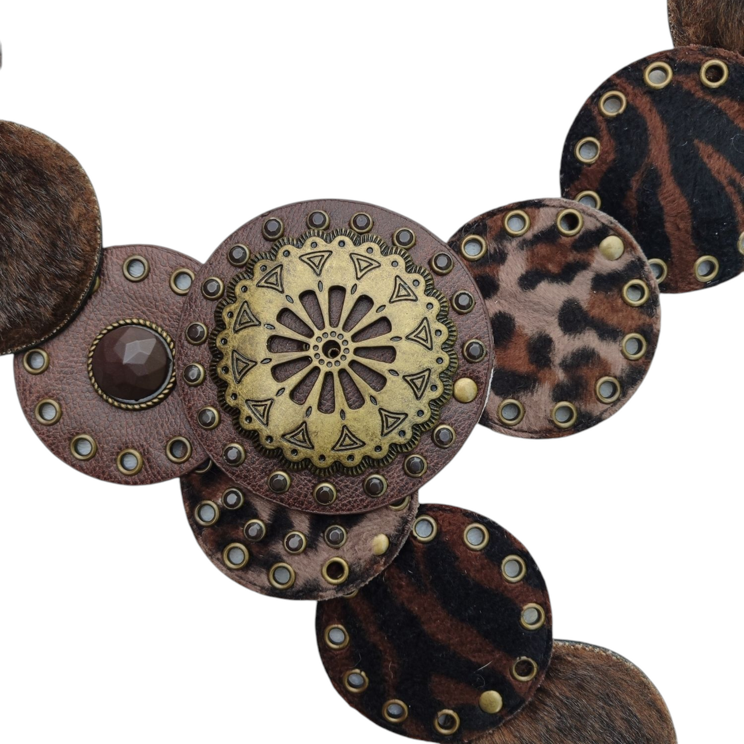 Ceinture à disques patchwork animalier