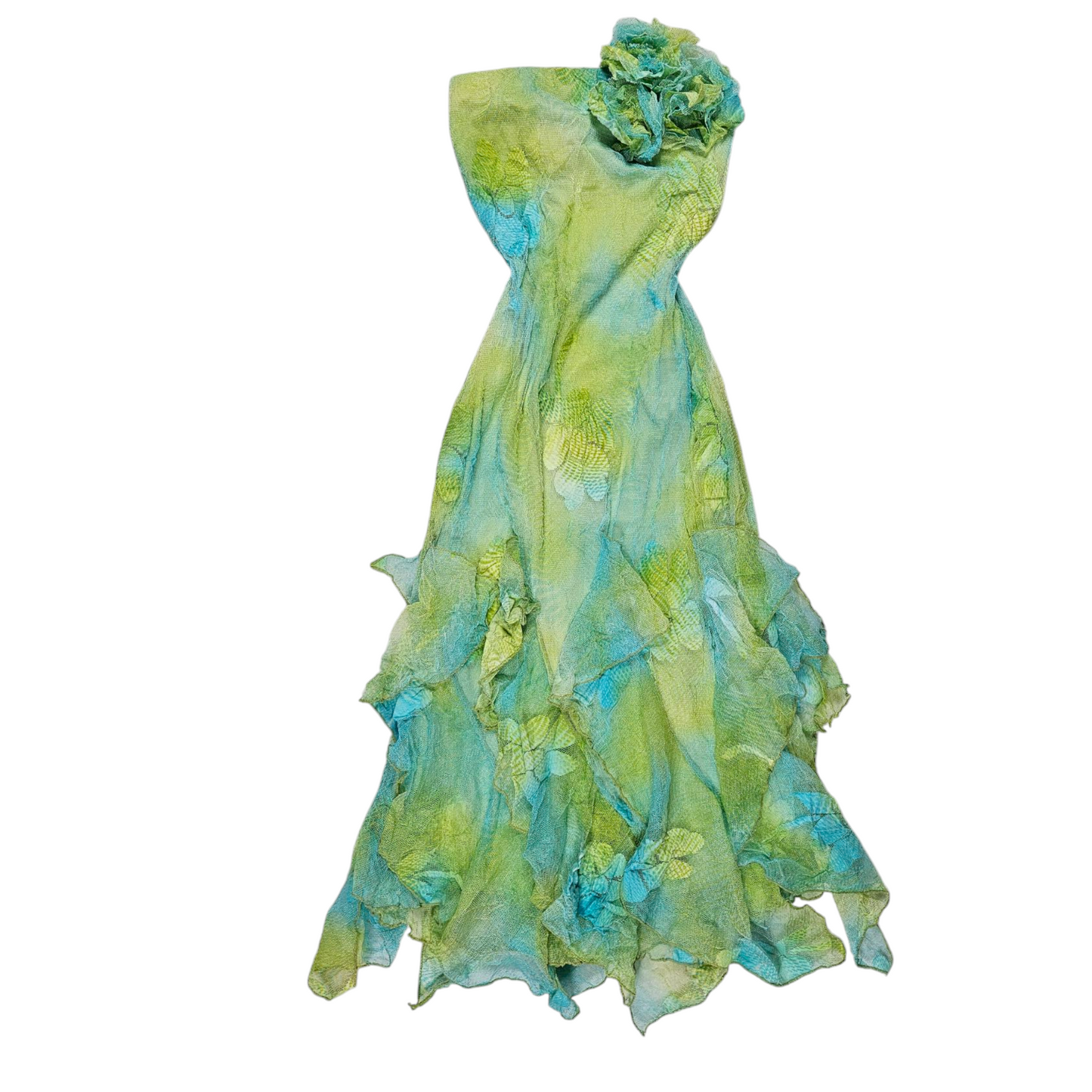 Robe strapless en dentelle et résille fine