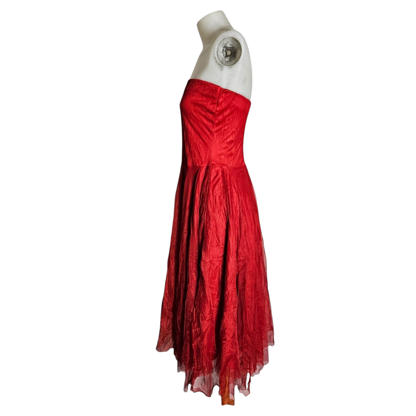 Strapless dress in fine mesh