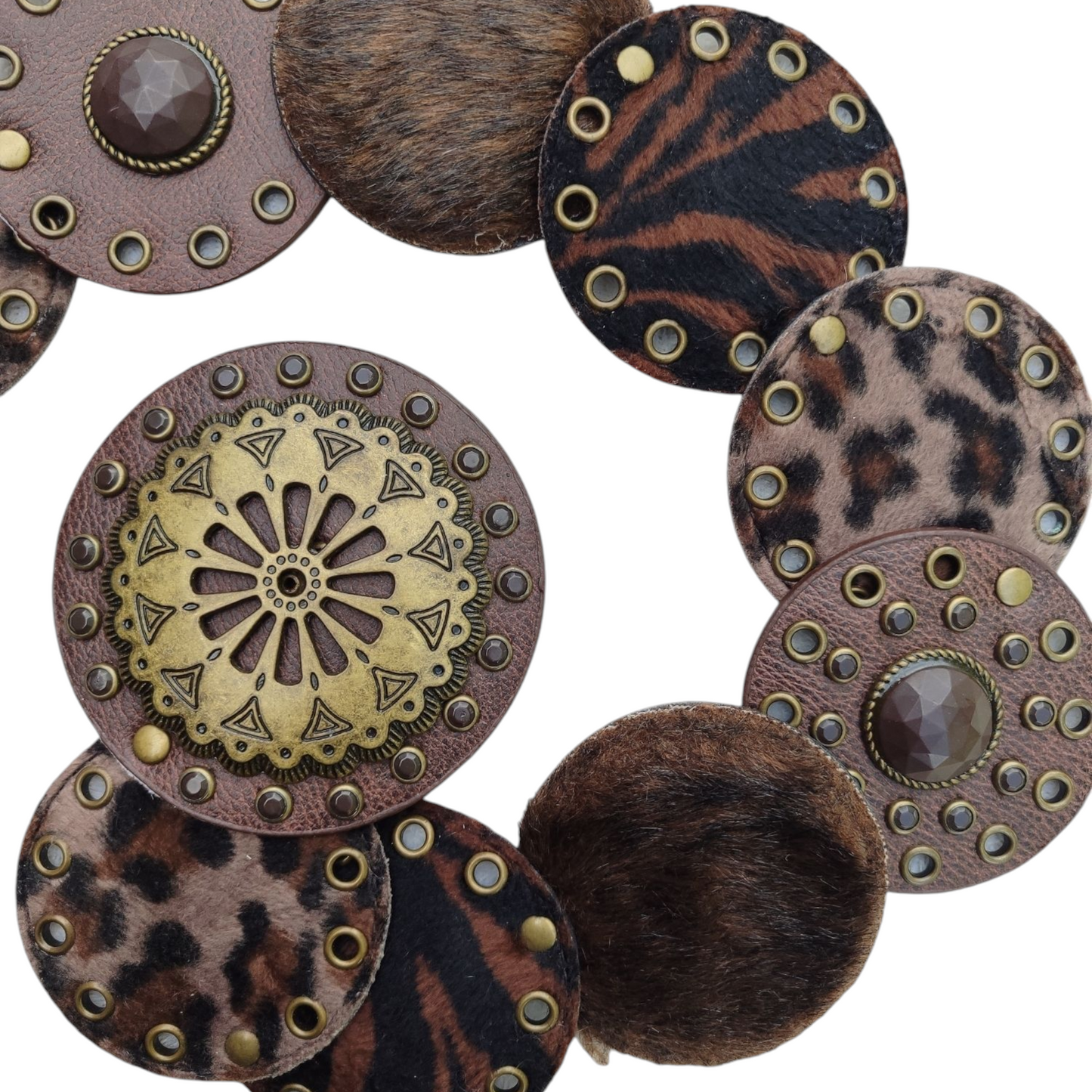 Ceinture à disques patchwork animalier