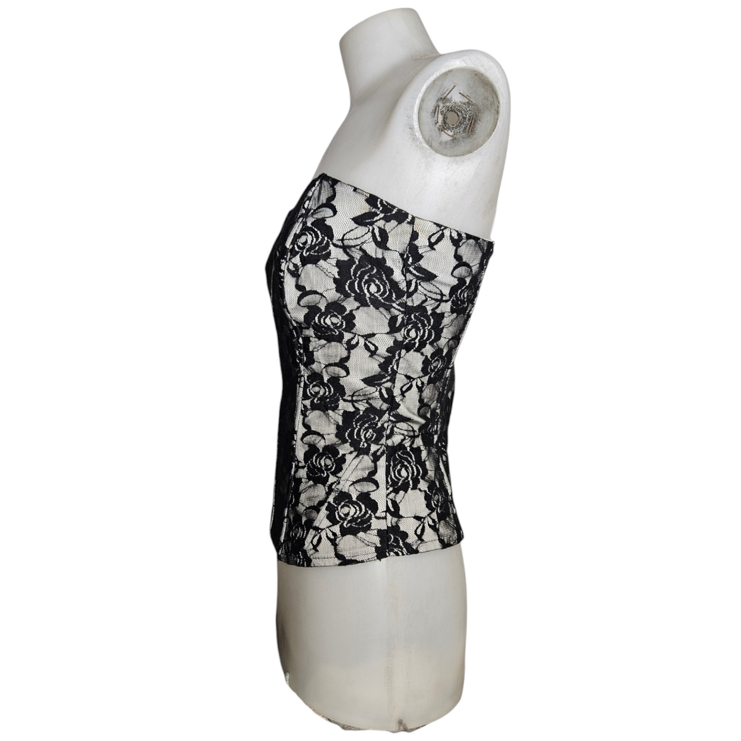 Bustier esprit corset en dentelle florale