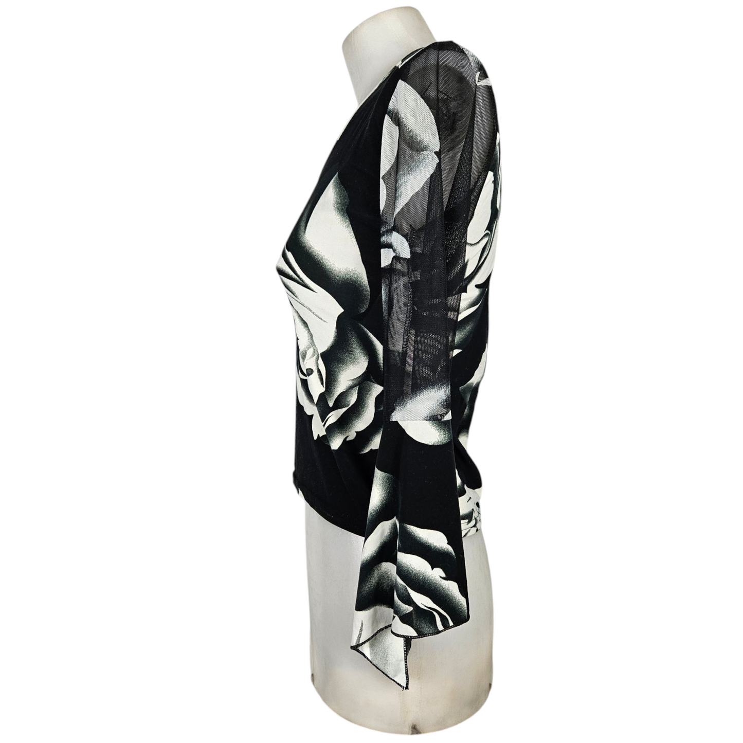 Haut motif floral manches en mesh