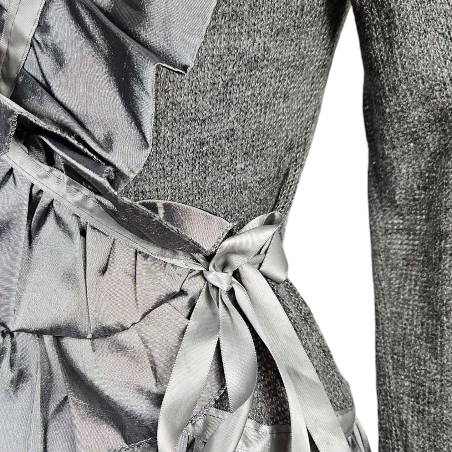 Two-material grey and silver heart-shaped wrapover