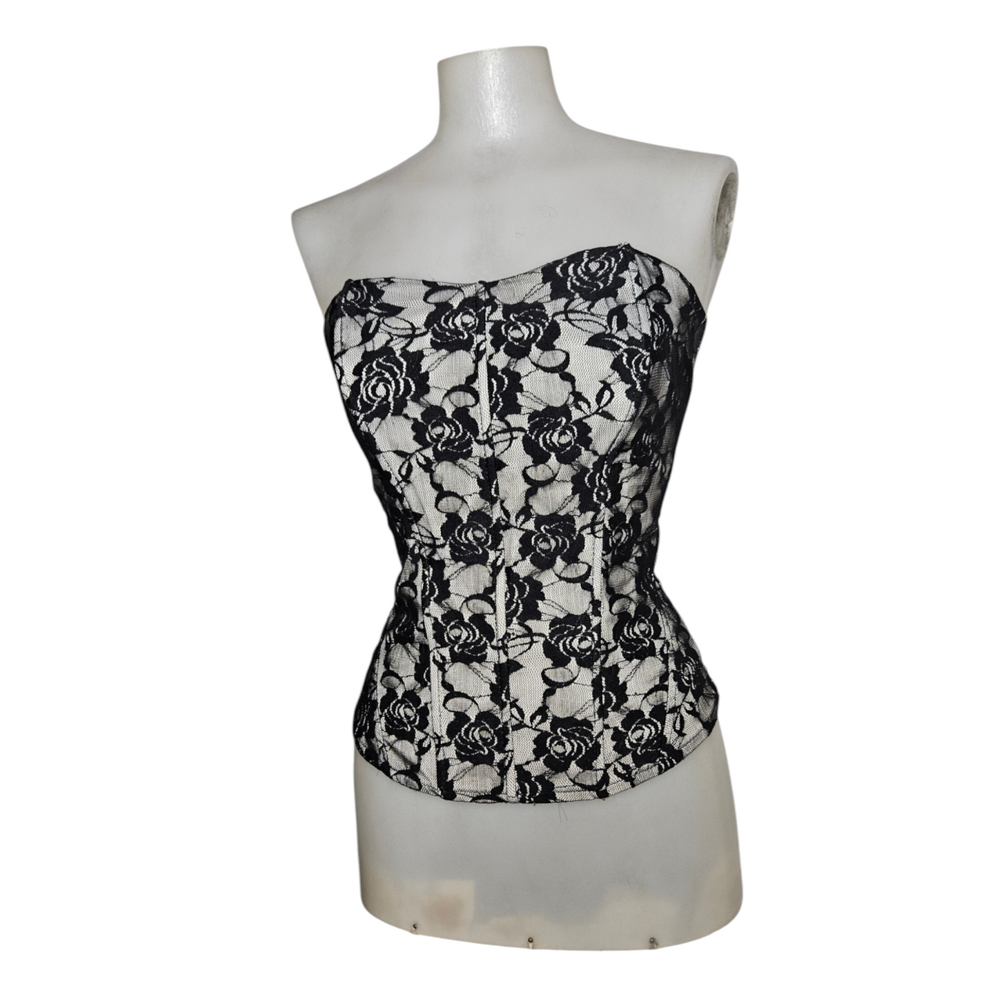 Bustier esprit corset en dentelle florale