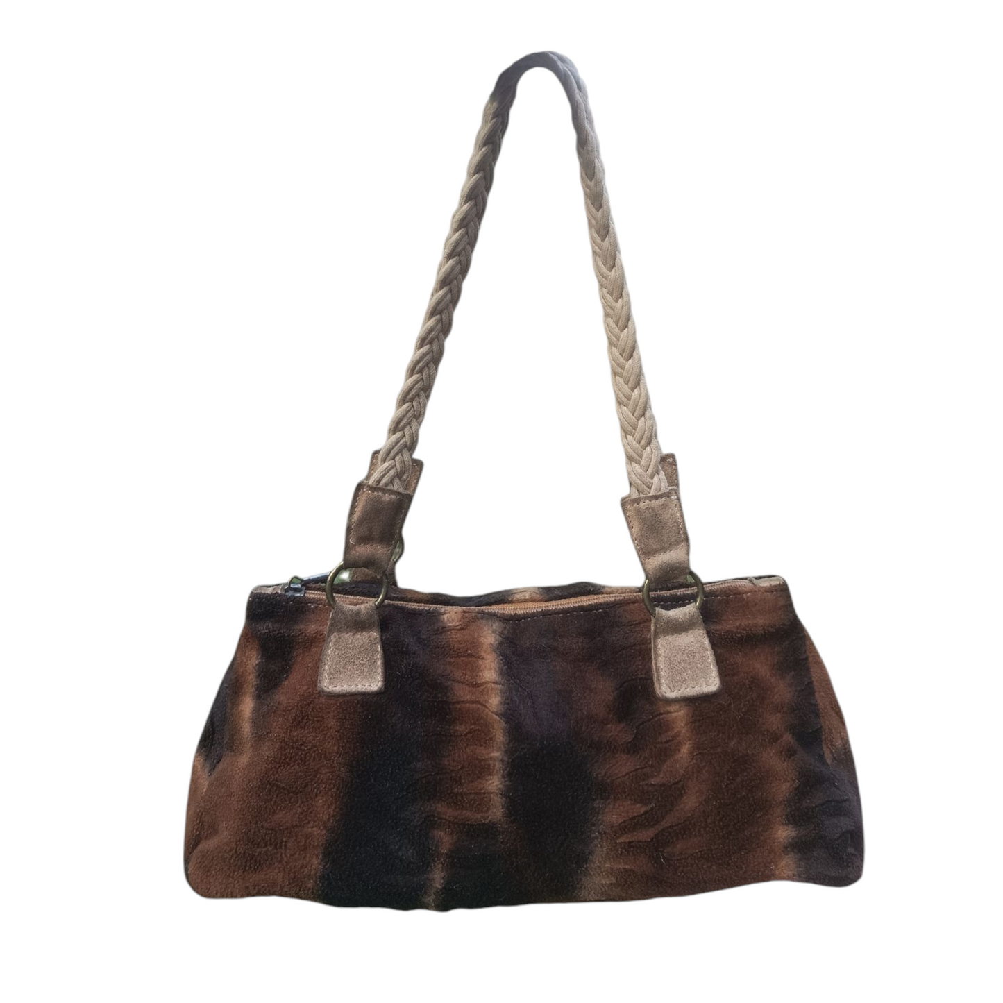 Leather bag with braided handle