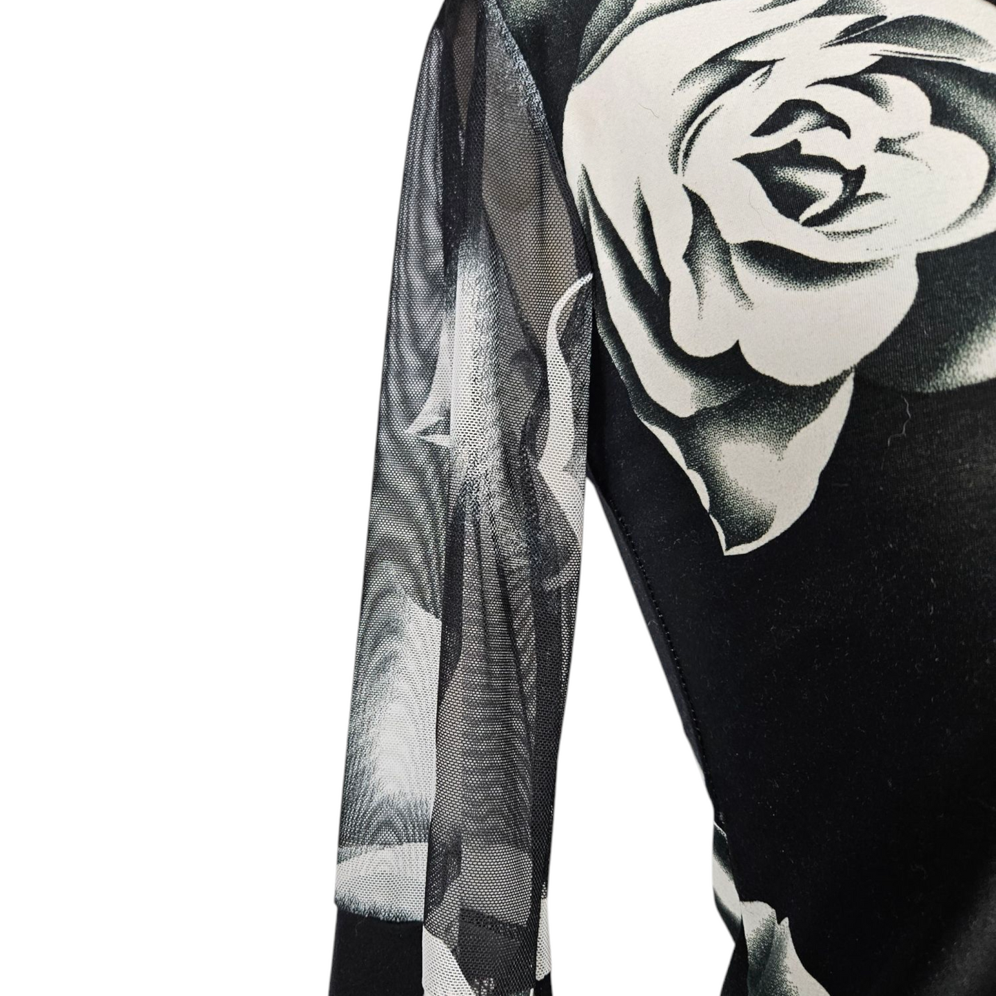 Haut motif floral manches en mesh