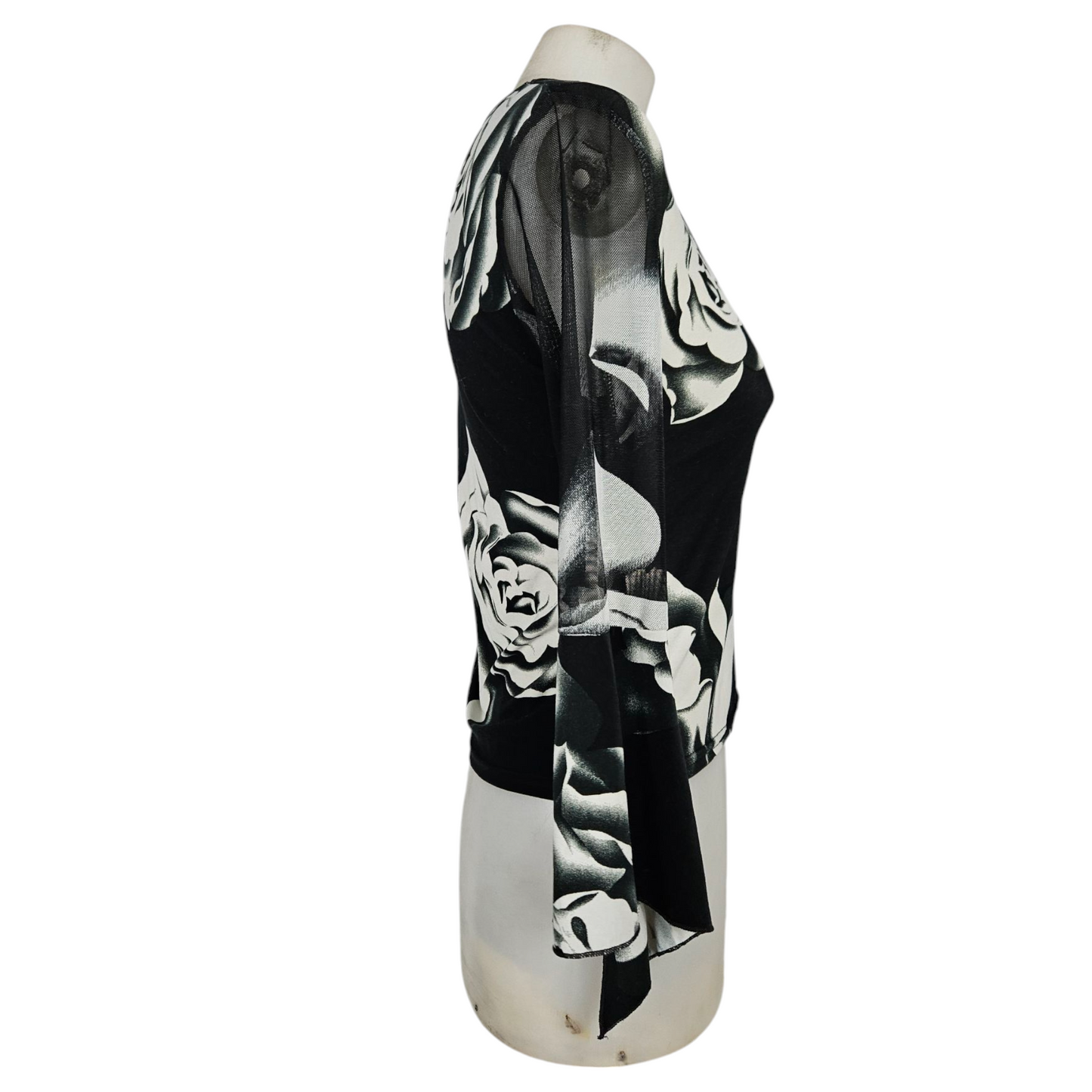 Haut motif floral manches en mesh