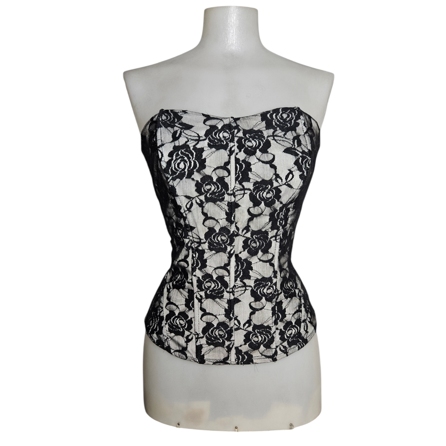 Bustier esprit corset en dentelle florale