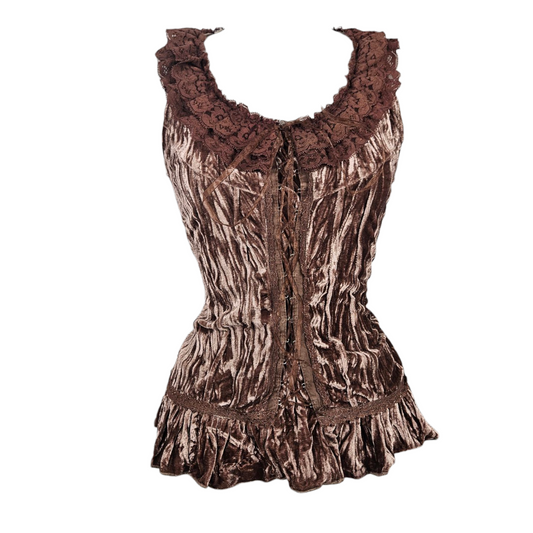 Corset-style top in velvet