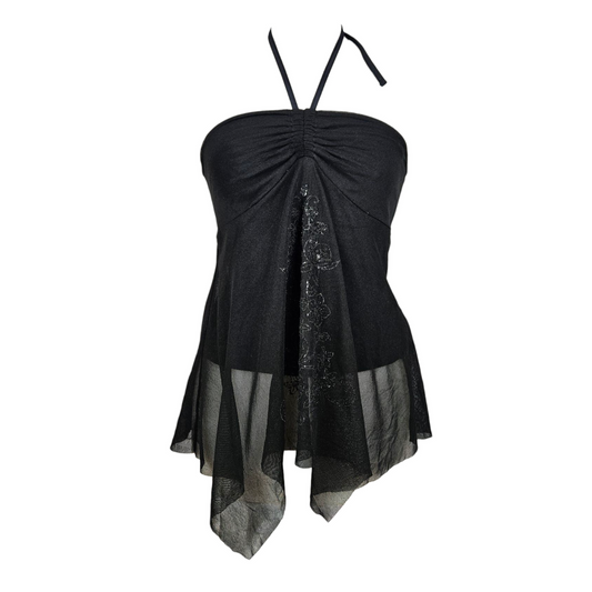 Embroidered voile backless top