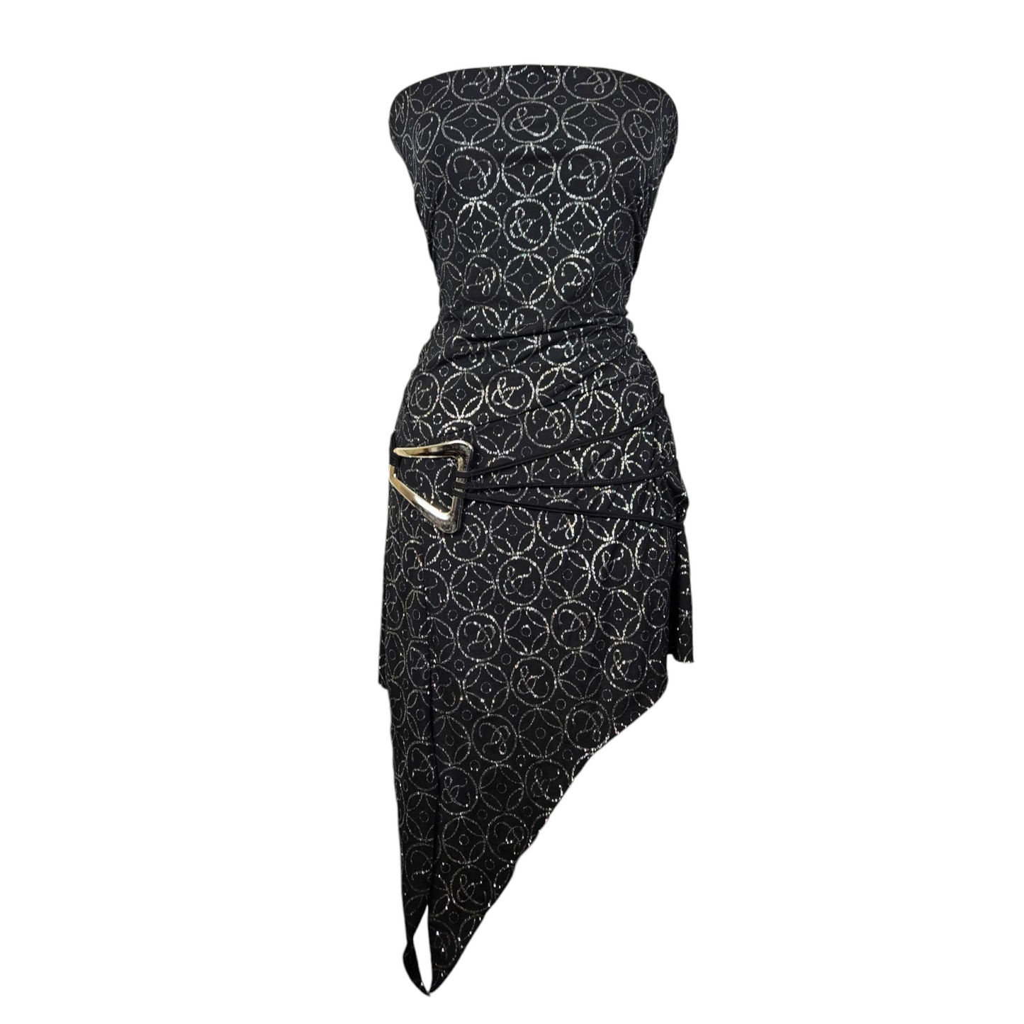 Robe strapless détails strass et boucle