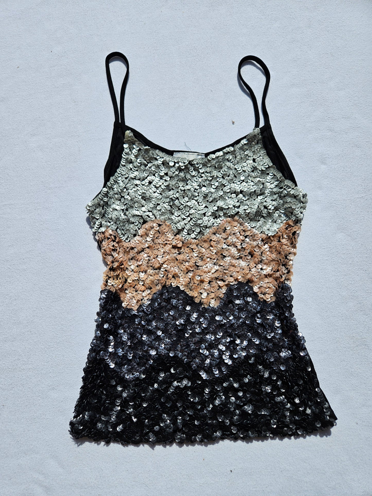 Tricolor sequin tank top