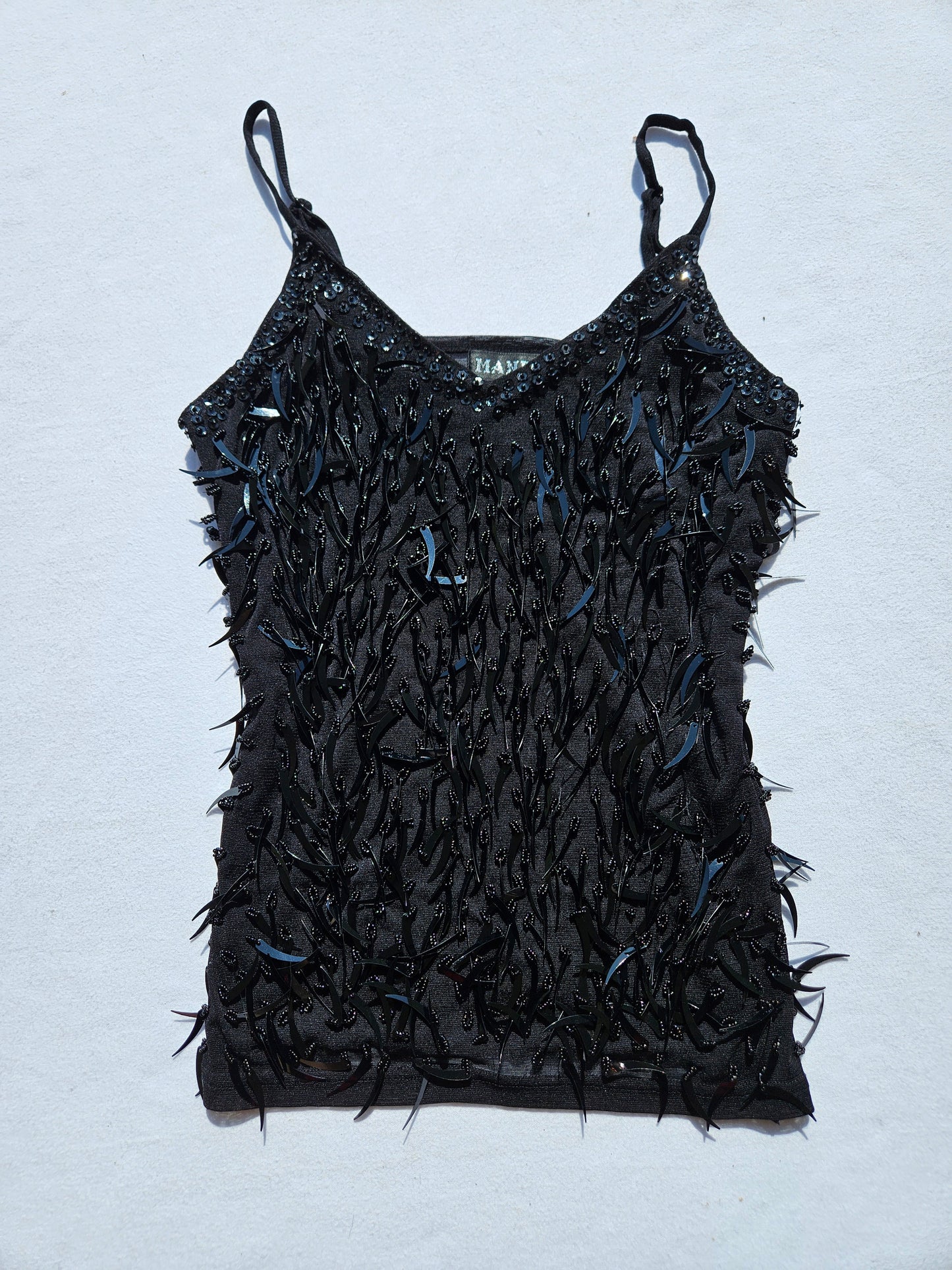 Sequin-embroidered voile top