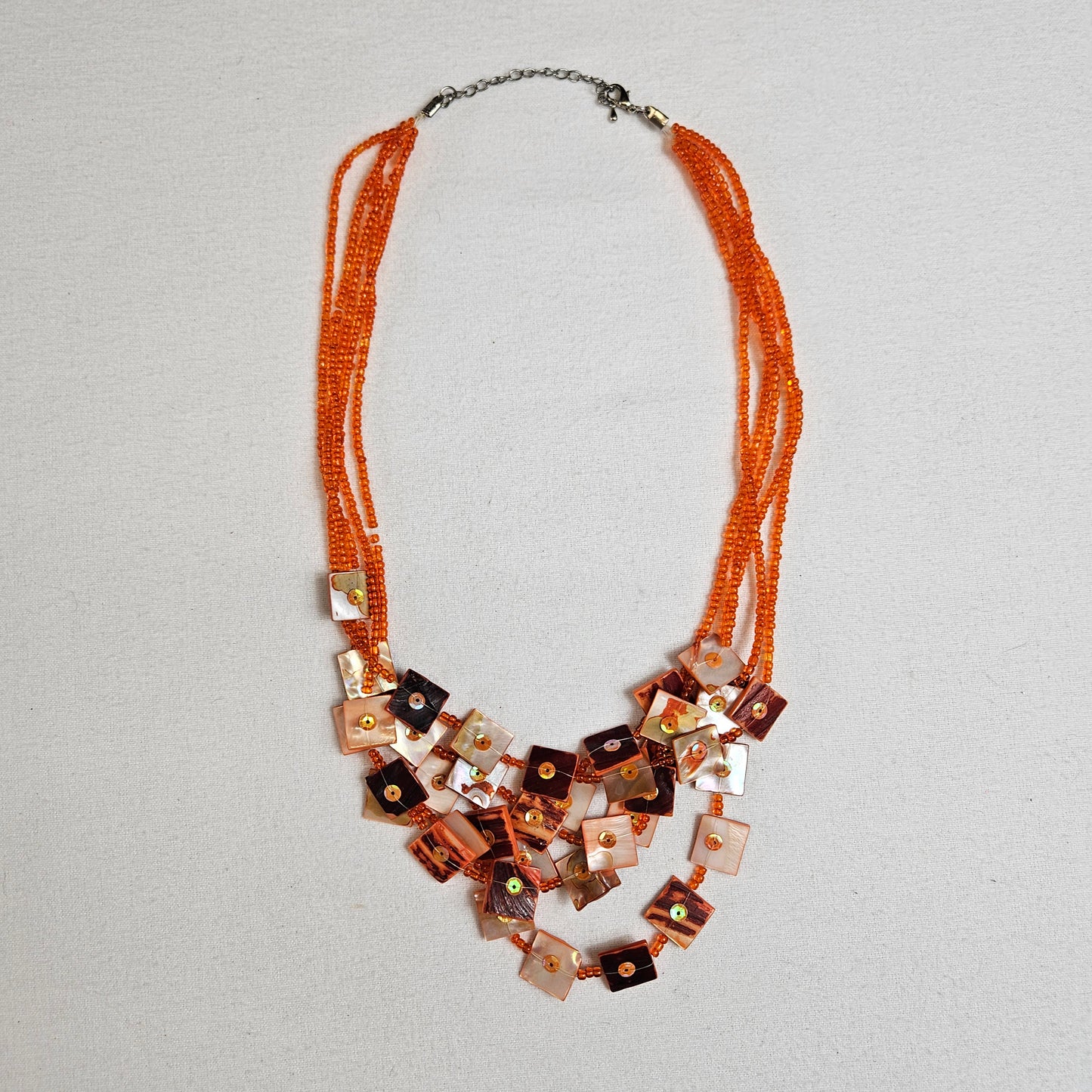 Orange multi-row necklace 