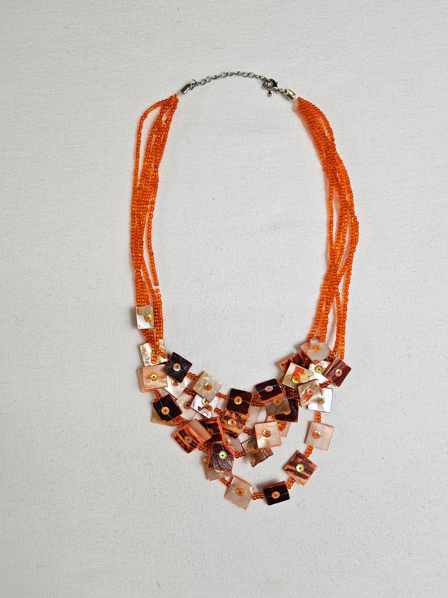 Orange multi-row necklace 