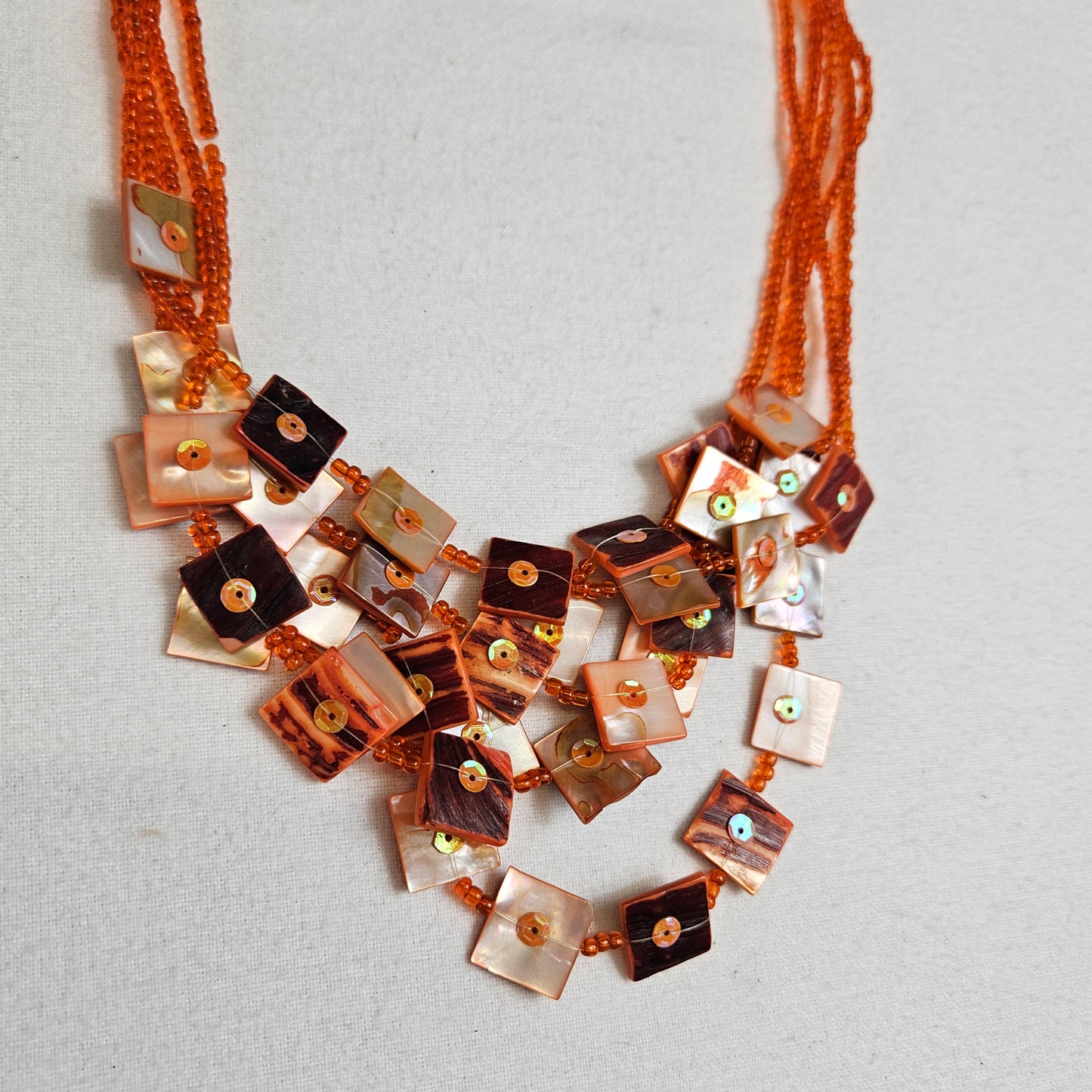 Orange multi-row necklace 