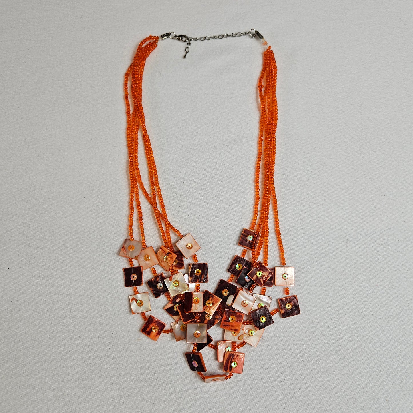 Orange multi-row necklace 