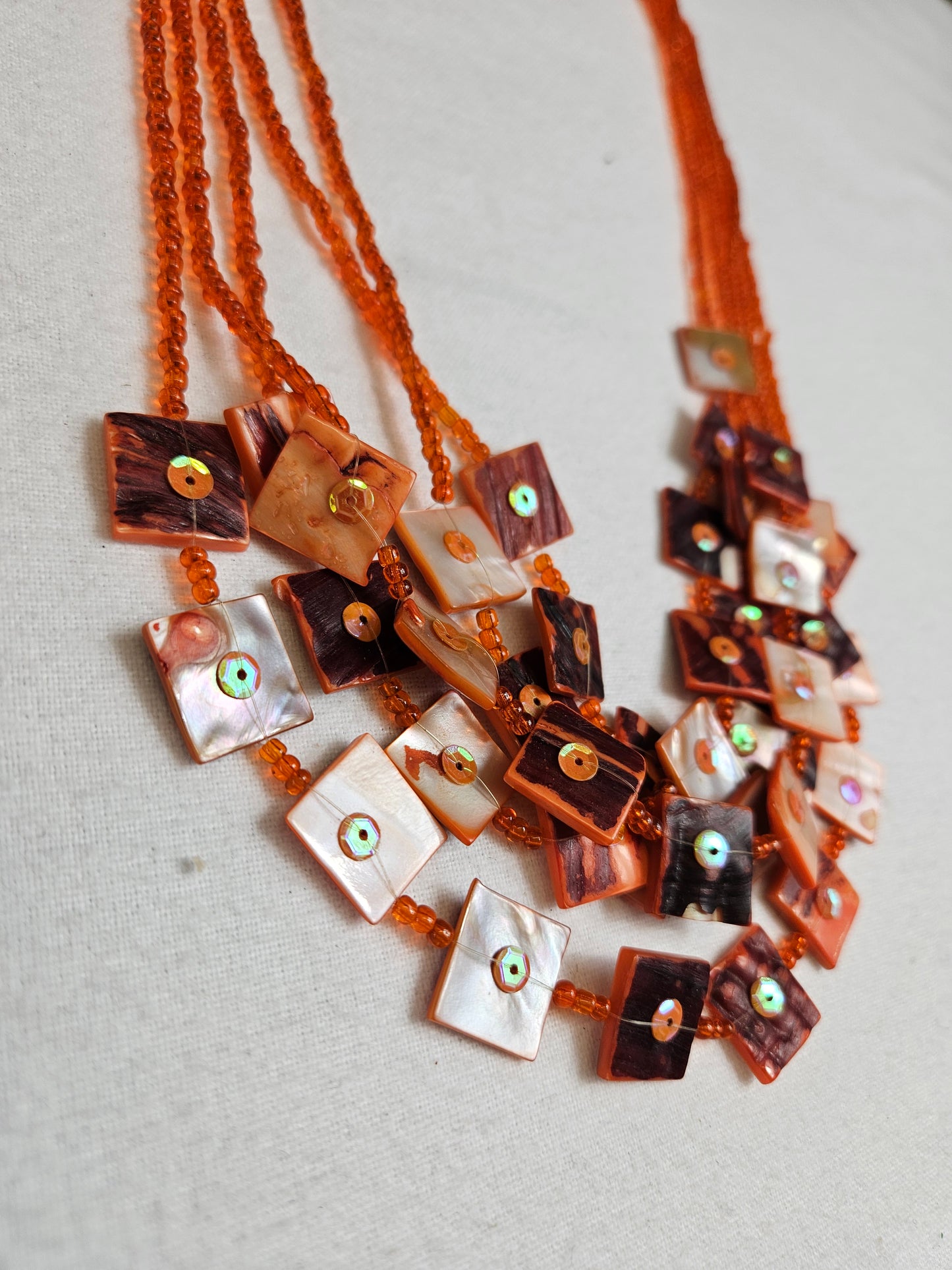 Orange multi-row necklace 