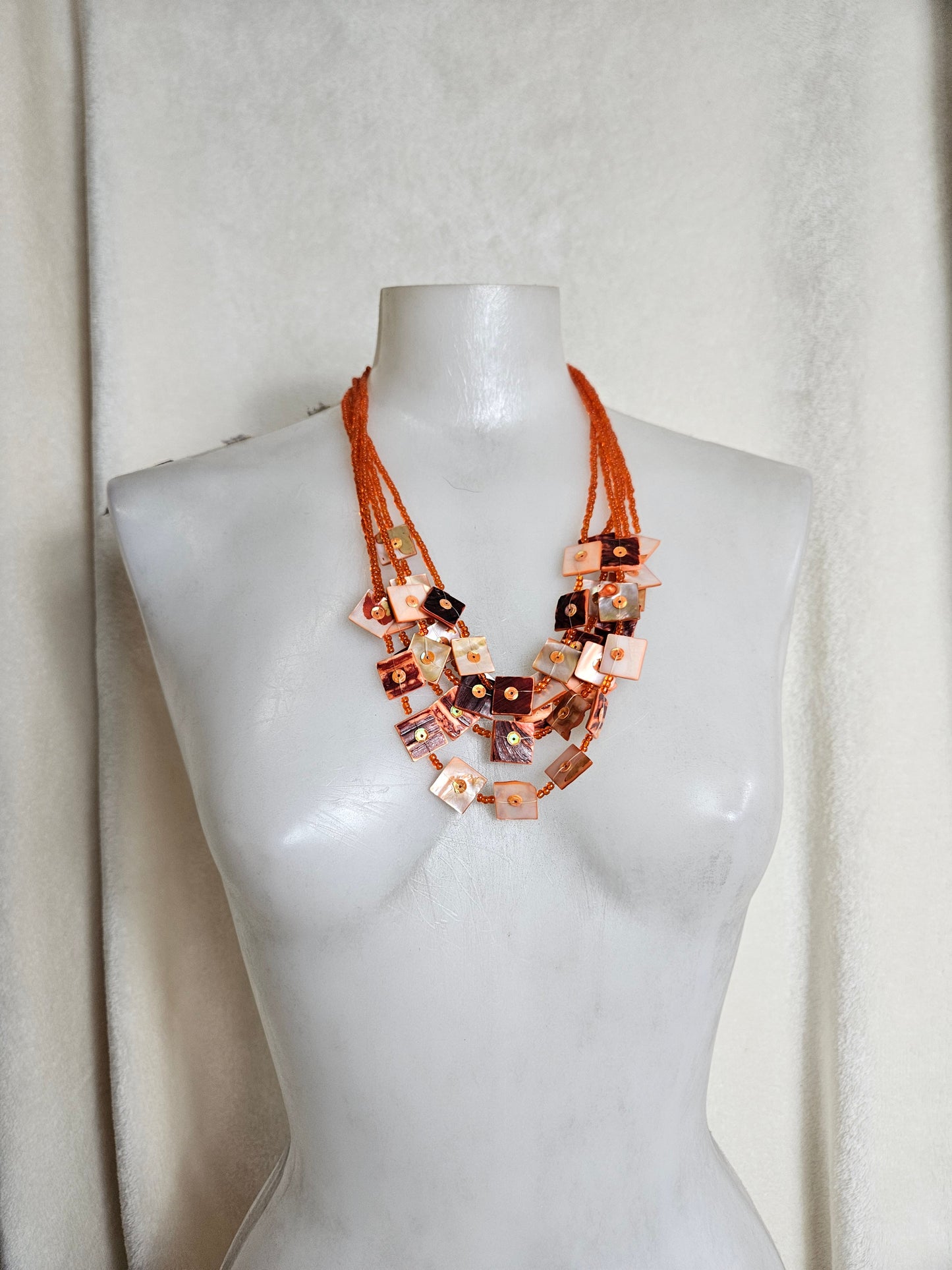 Orange multi-row necklace 