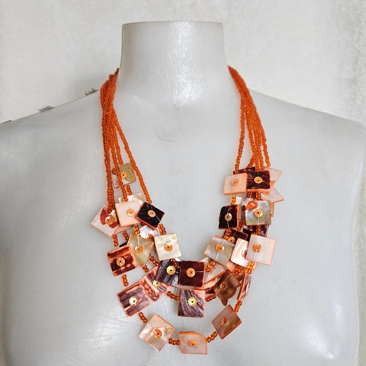 Orange multi-row necklace 