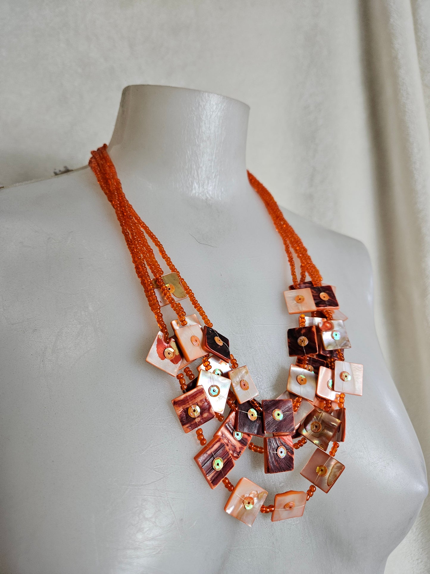 Orange multi-row necklace 