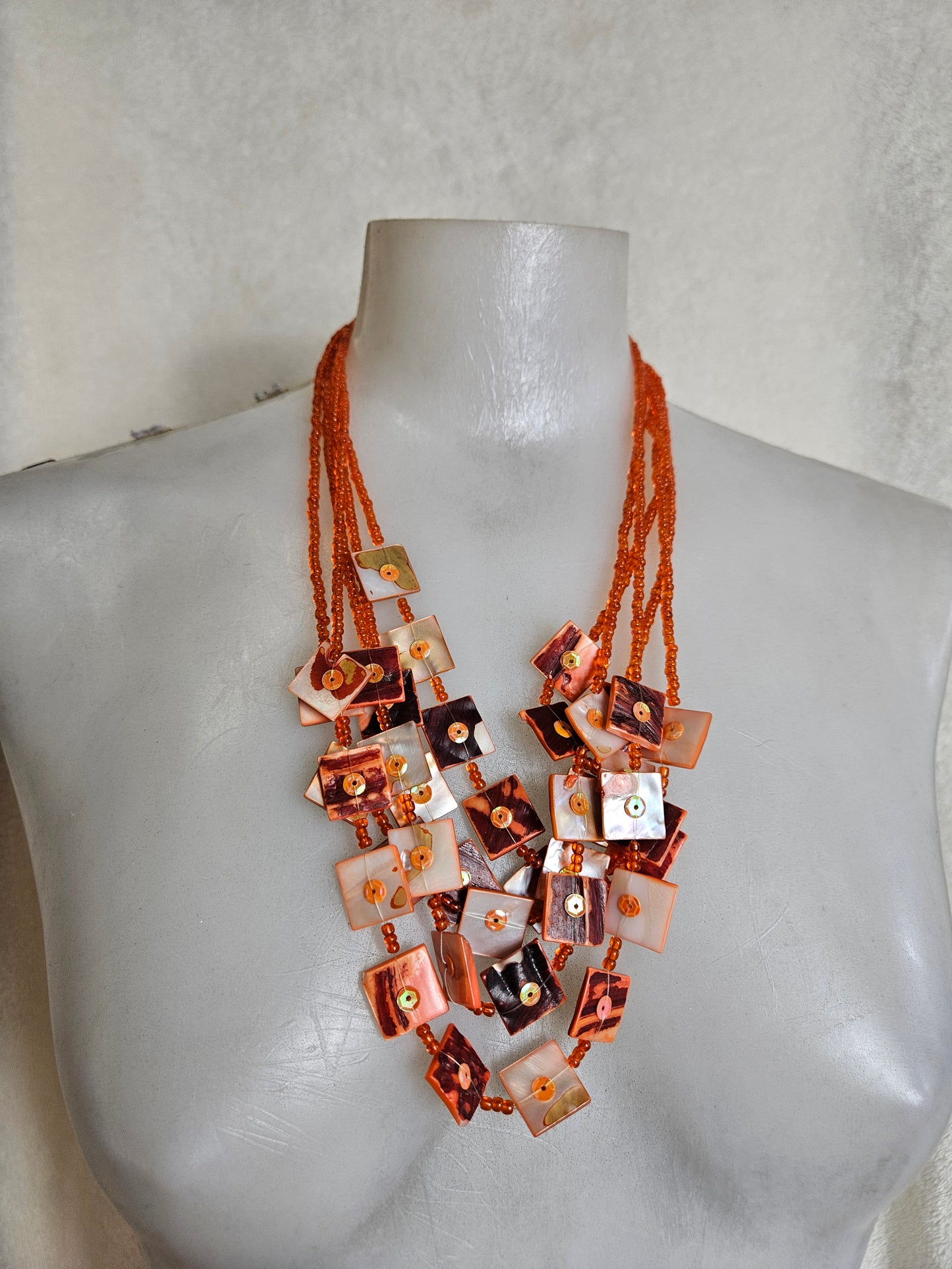 Orange multi-row necklace 