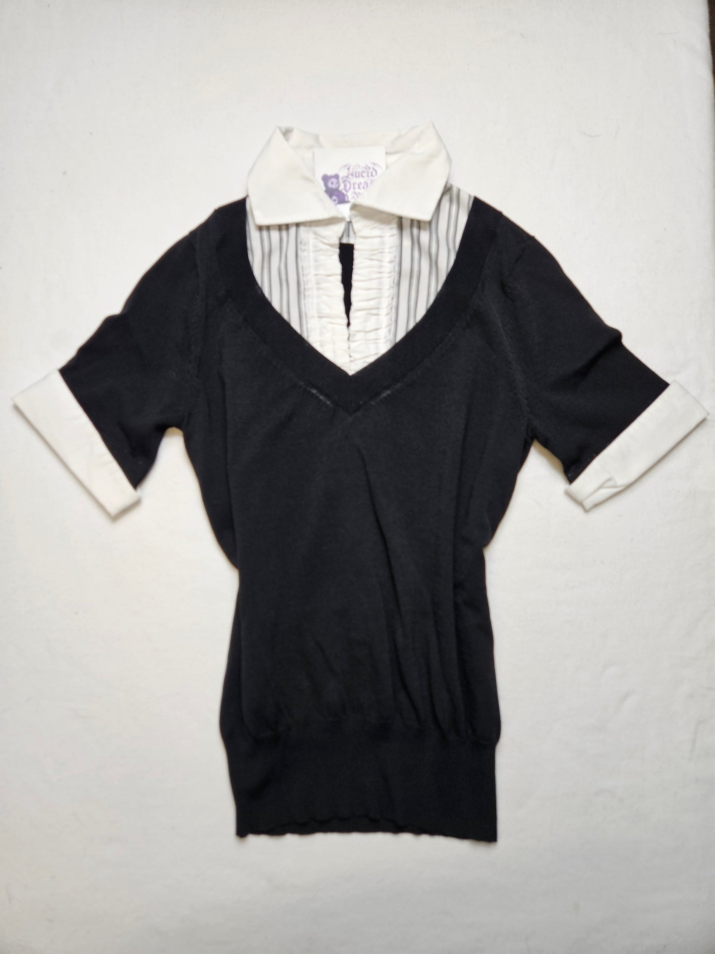 Haut en superposition col chemise