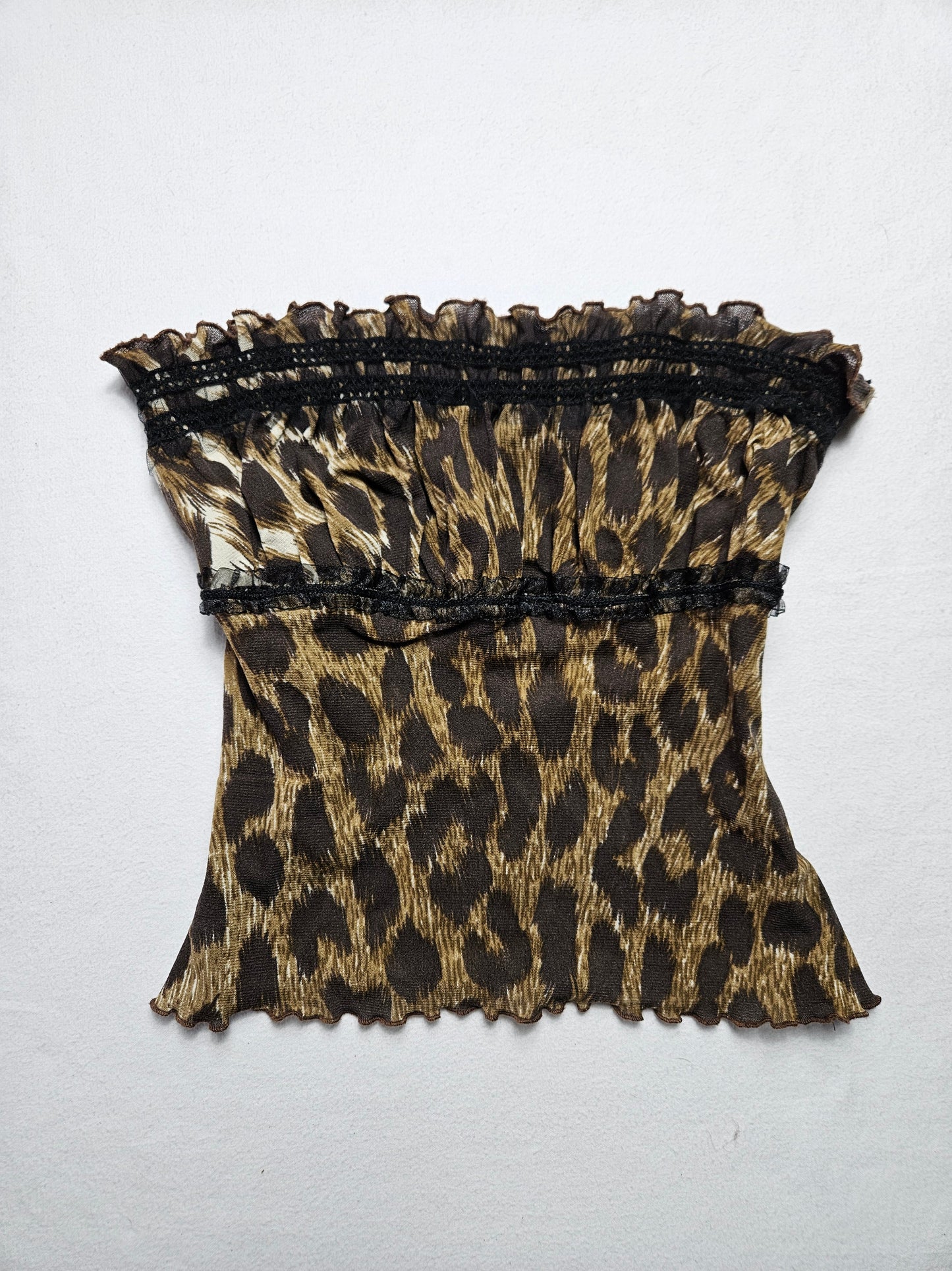 Haut strapless en voile léopard