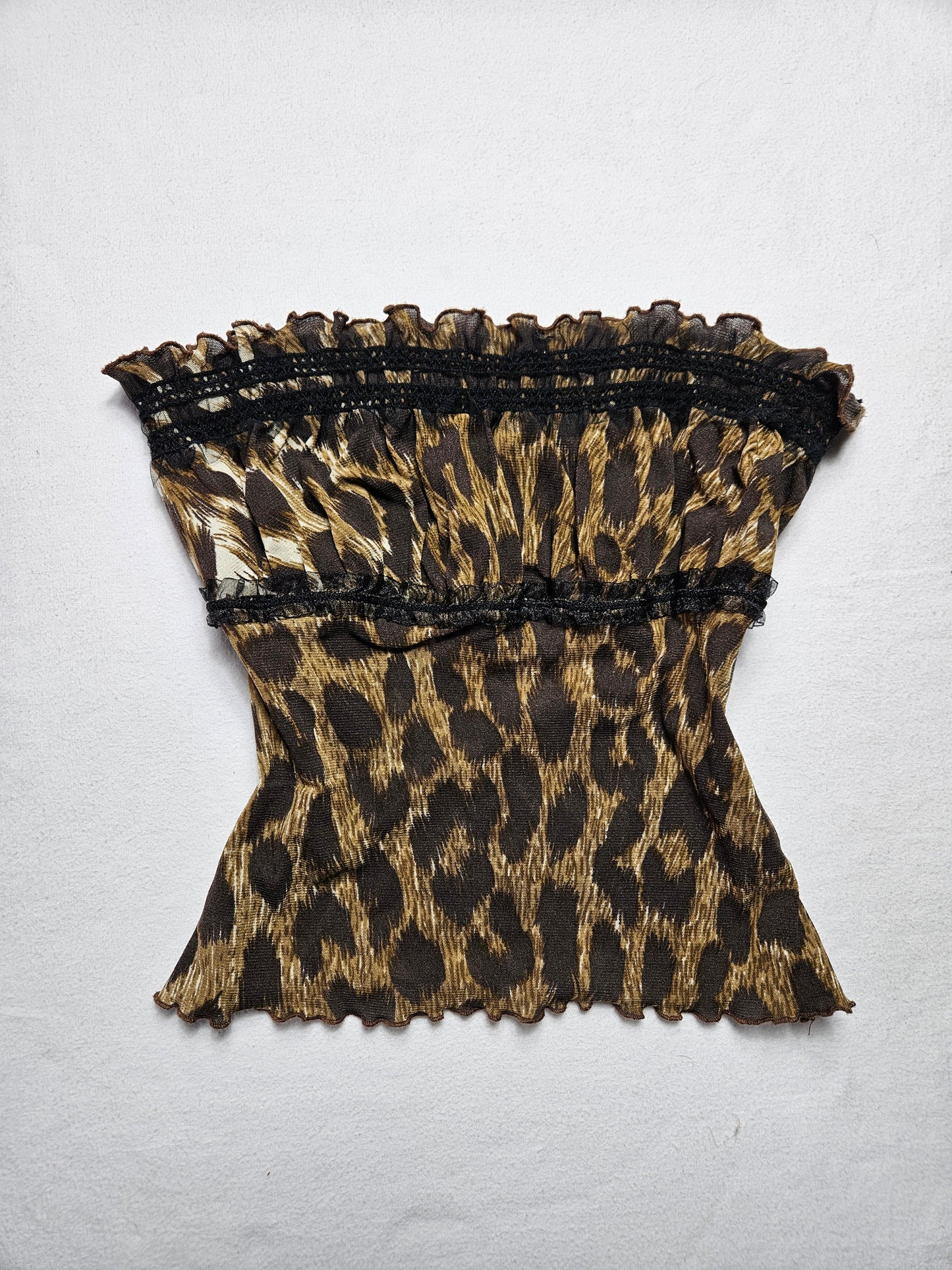 Haut strapless en voile léopard