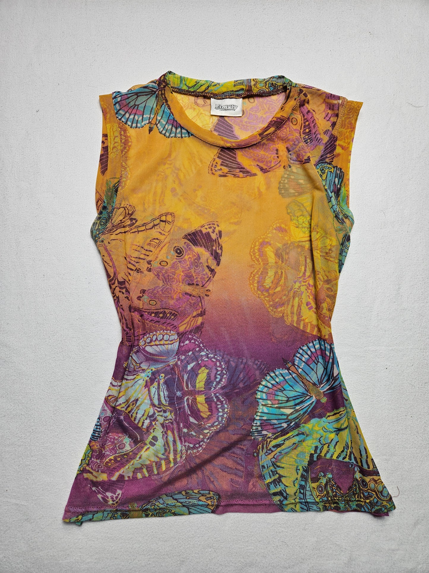 Haut en voile motif papillon multicolore