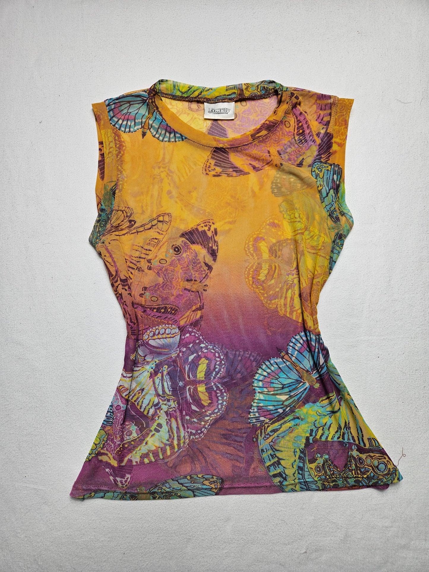 Haut en voile motif papillon multicolore