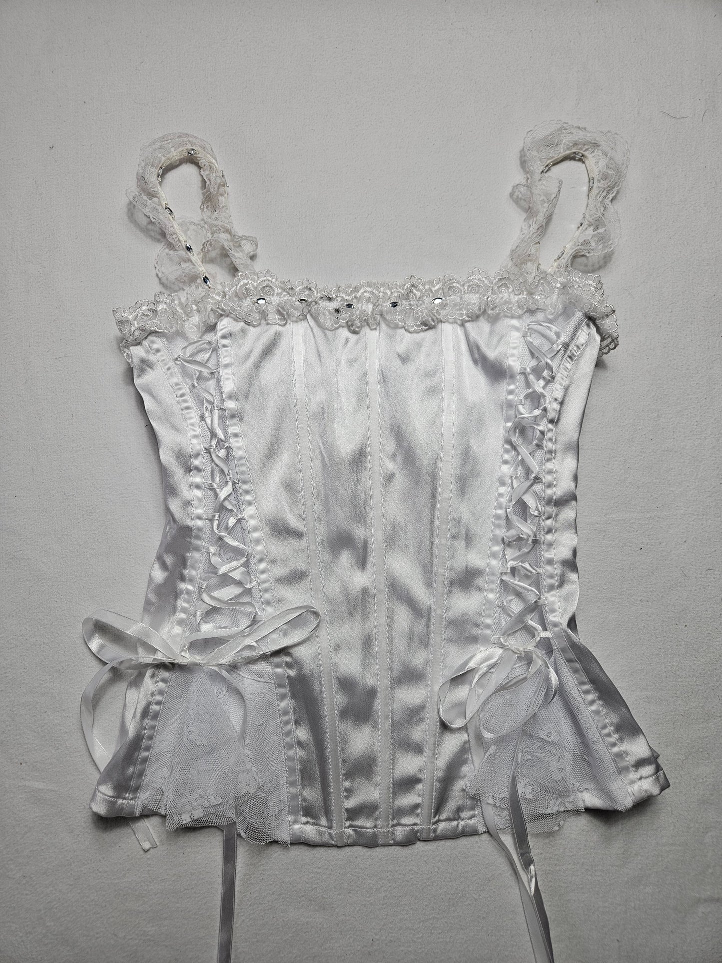 Haut esprit corset blanc satiné