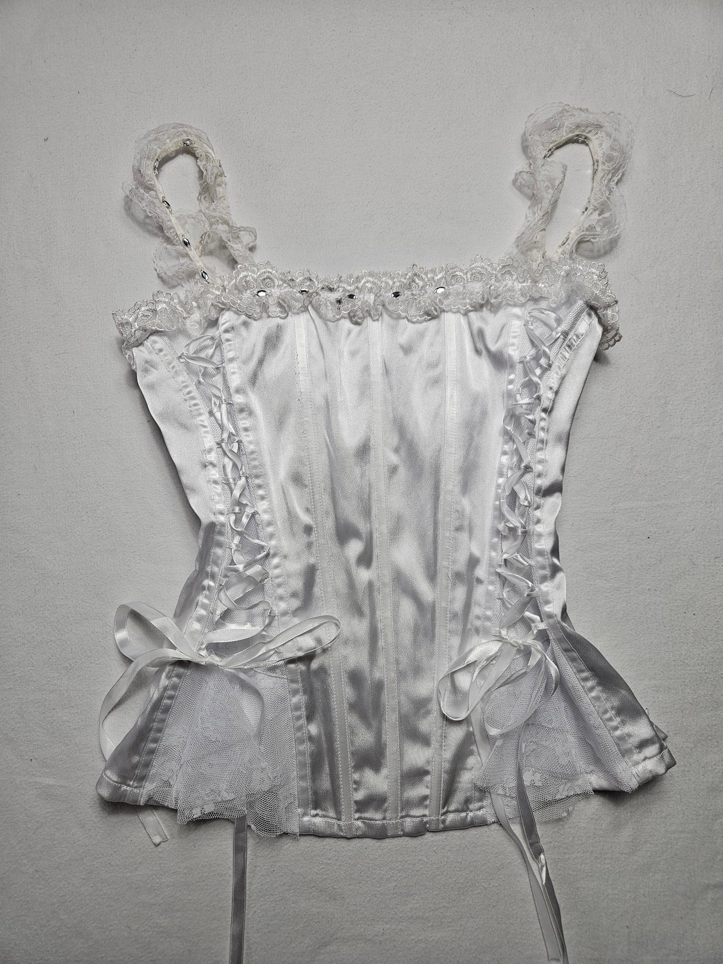 Haut esprit corset blanc satiné