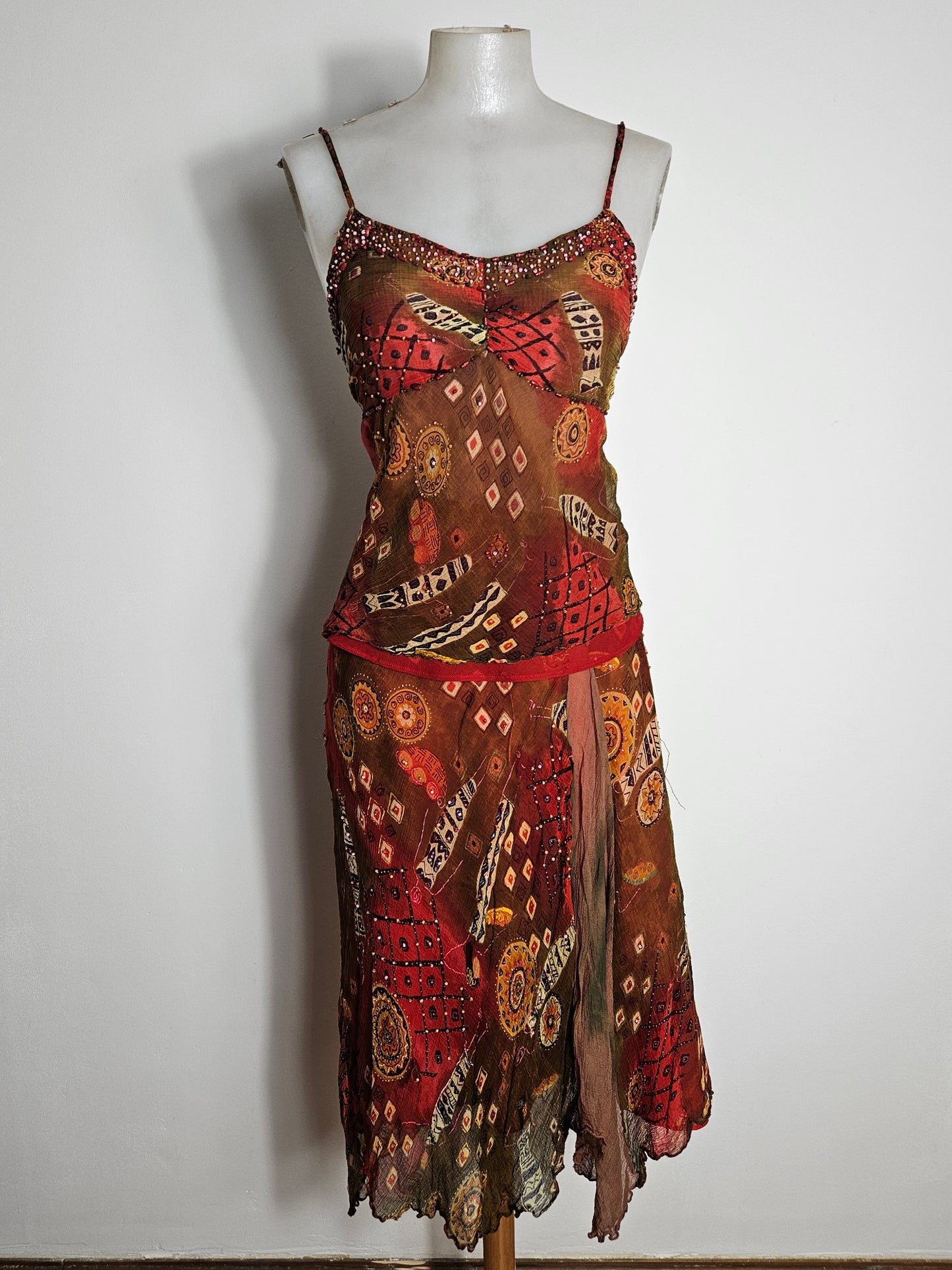 Ensemble René Derhy orange et rouge