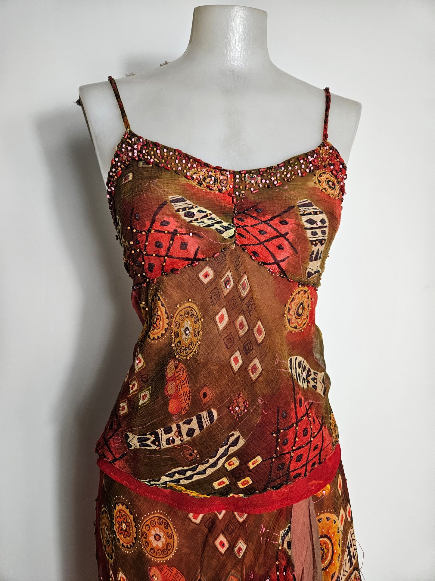 Ensemble René Derhy orange et rouge