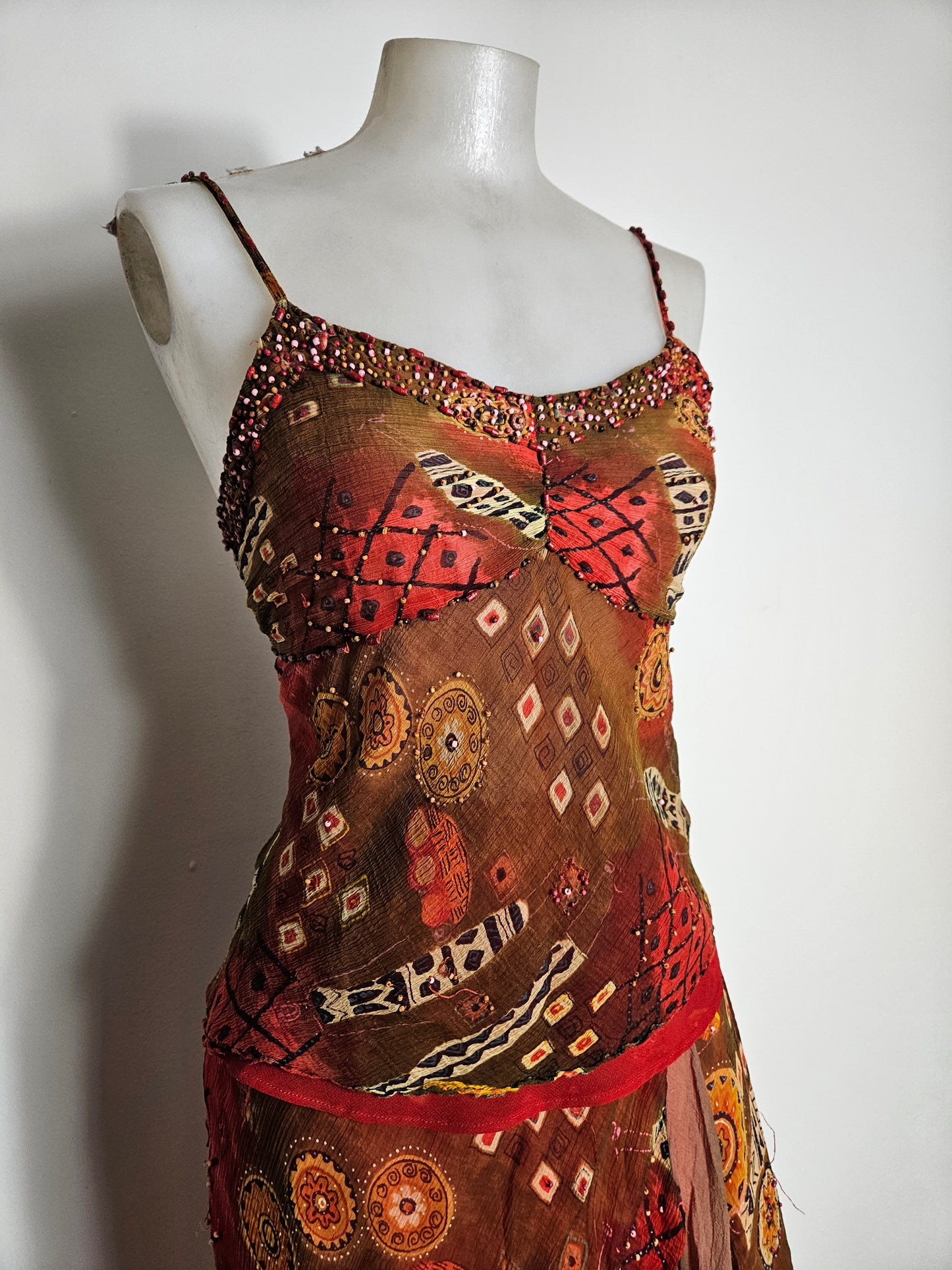 Ensemble René Derhy orange et rouge