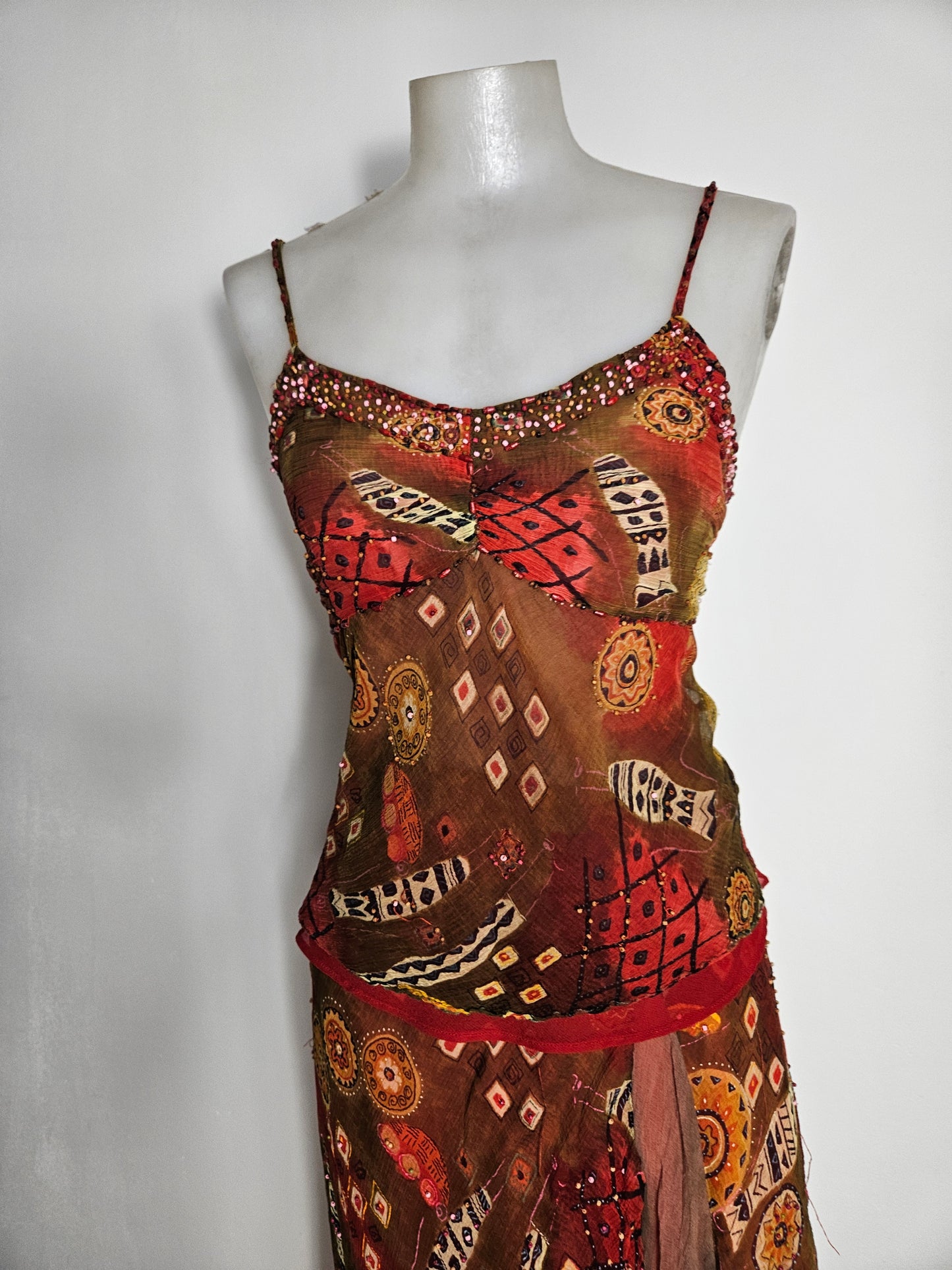 Ensemble René Derhy orange et rouge