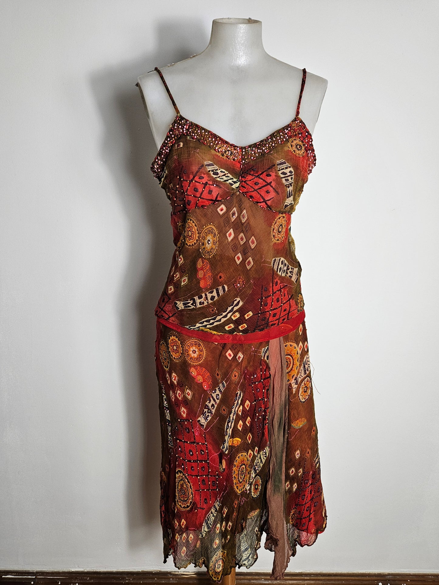 Ensemble René Derhy orange et rouge