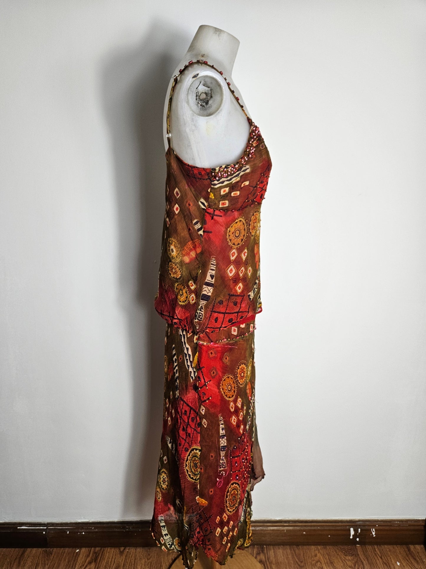 Ensemble René Derhy orange et rouge