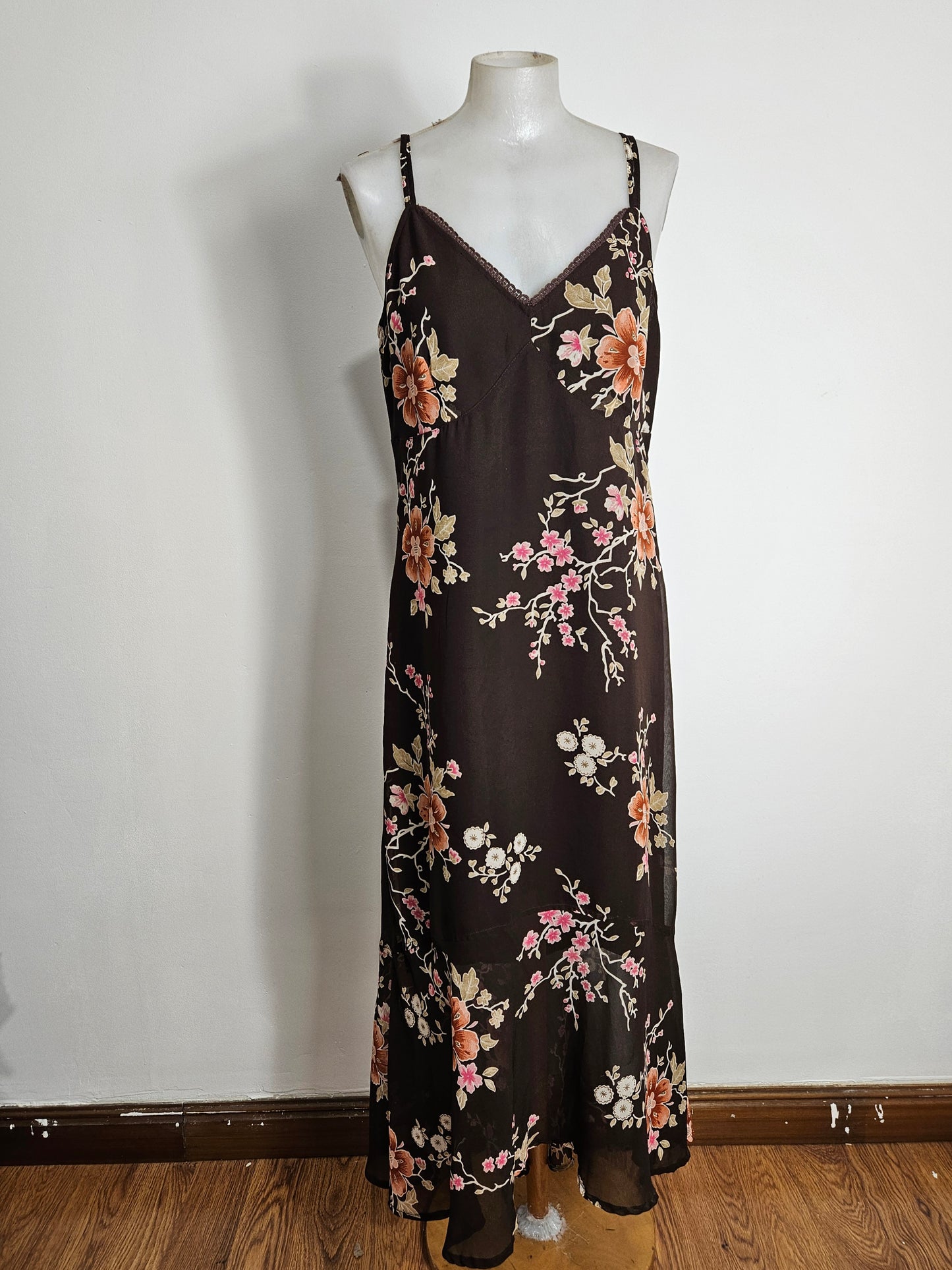 Maxi robe florale marron