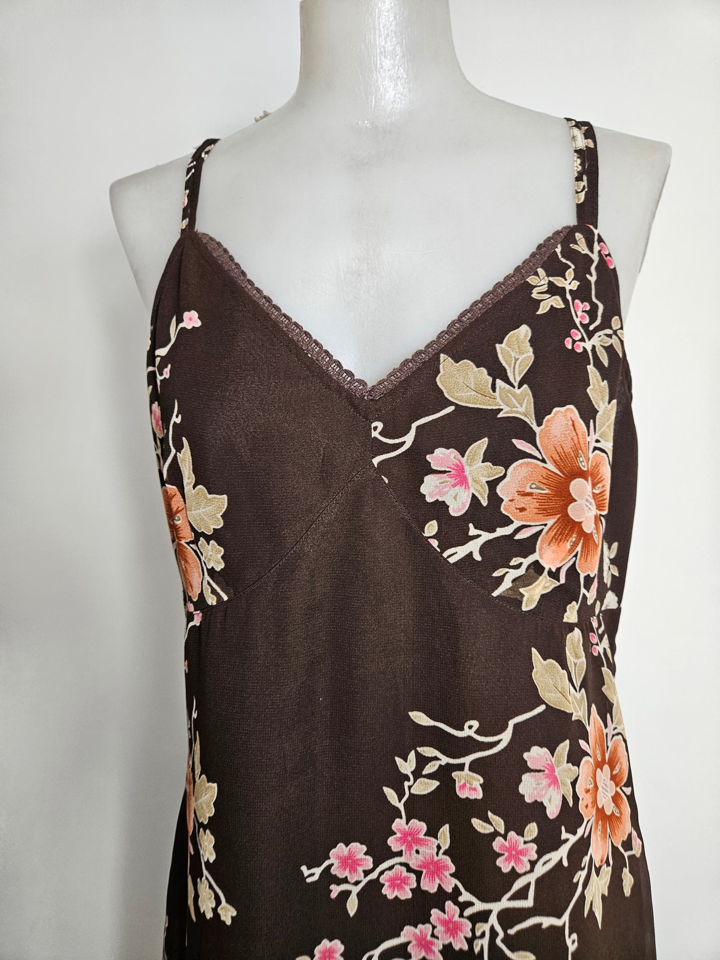 Maxi robe florale marron