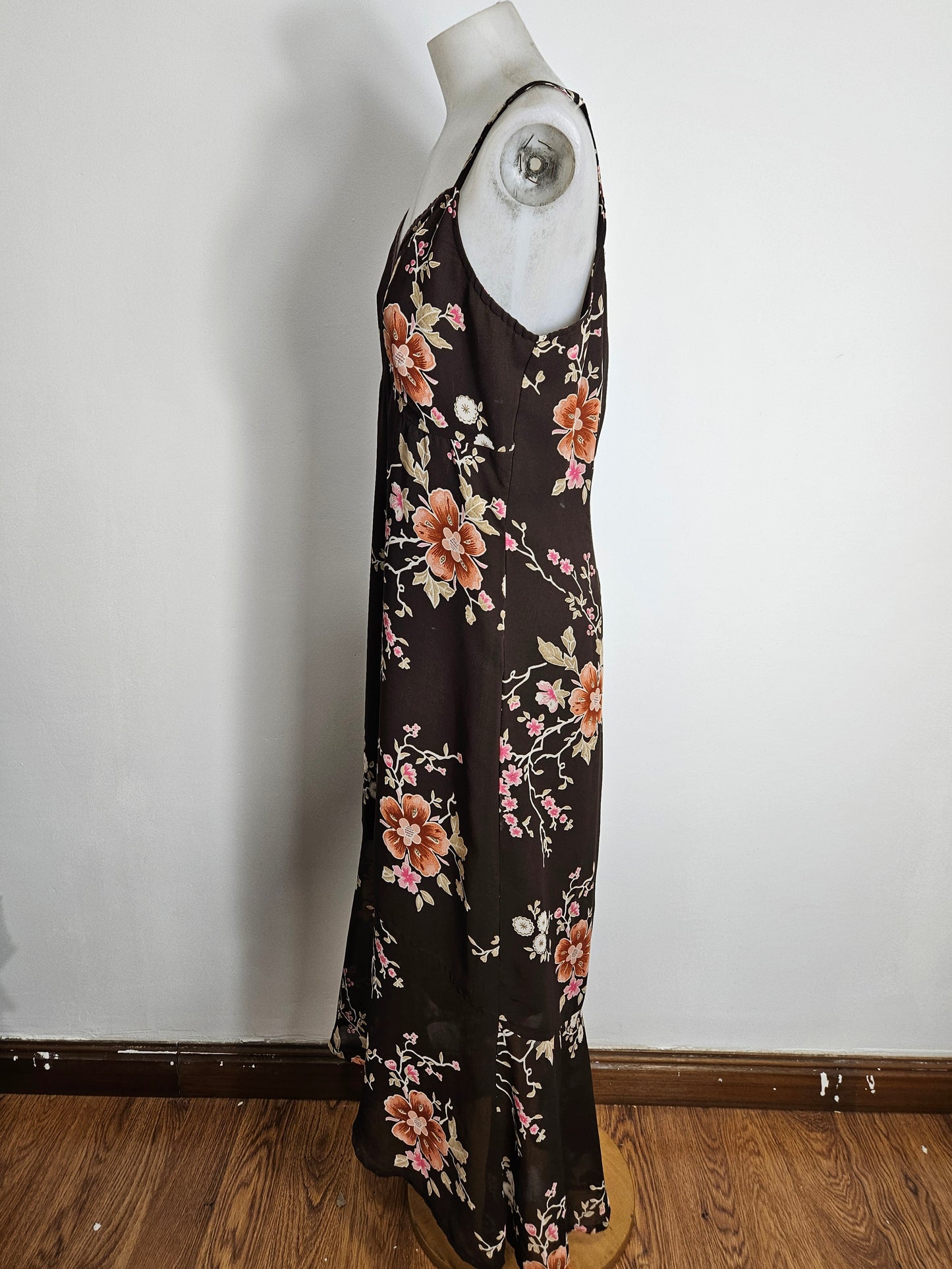Maxi robe florale marron